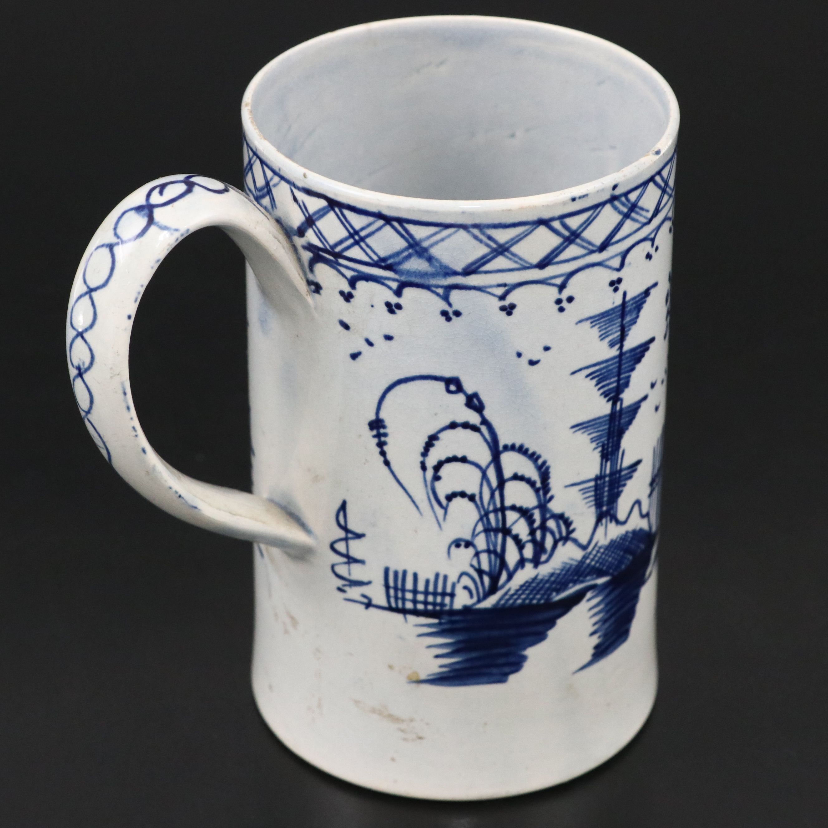 English Chinoiserie Pearlware Mug, Late 18th Century