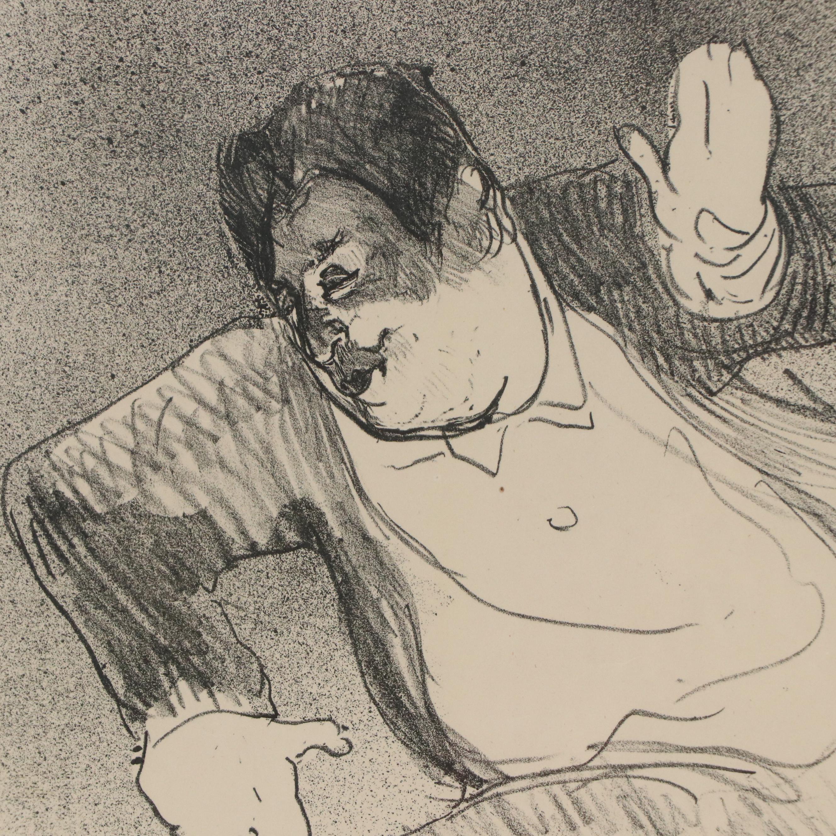 Lithograph After Henri Toulouse Letrec "Caudieux at the Petit Casino"