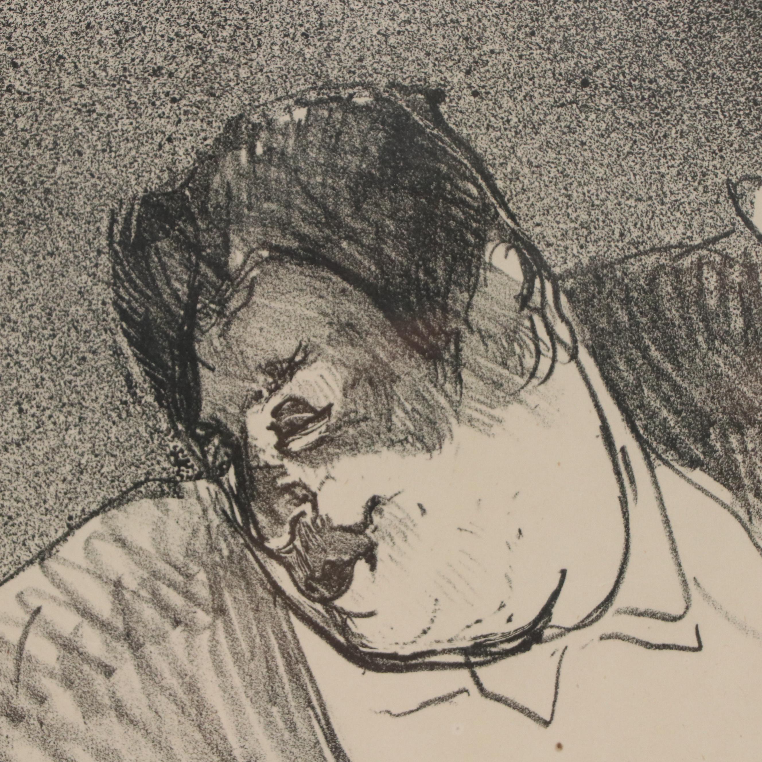 Lithograph After Henri Toulouse Letrec "Caudieux at the Petit Casino"