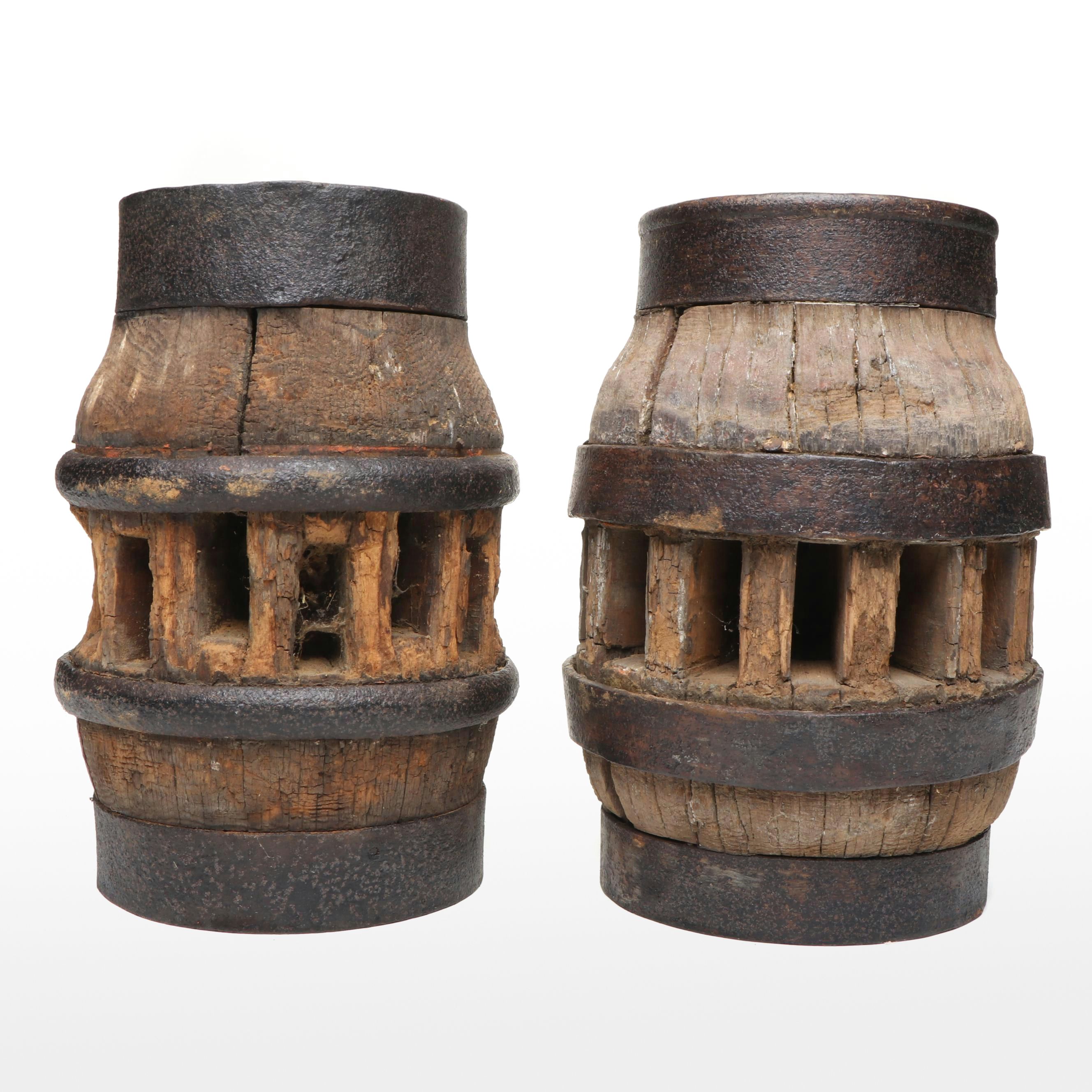 Antique Wooden and Metal Wagon Wheel Hubs