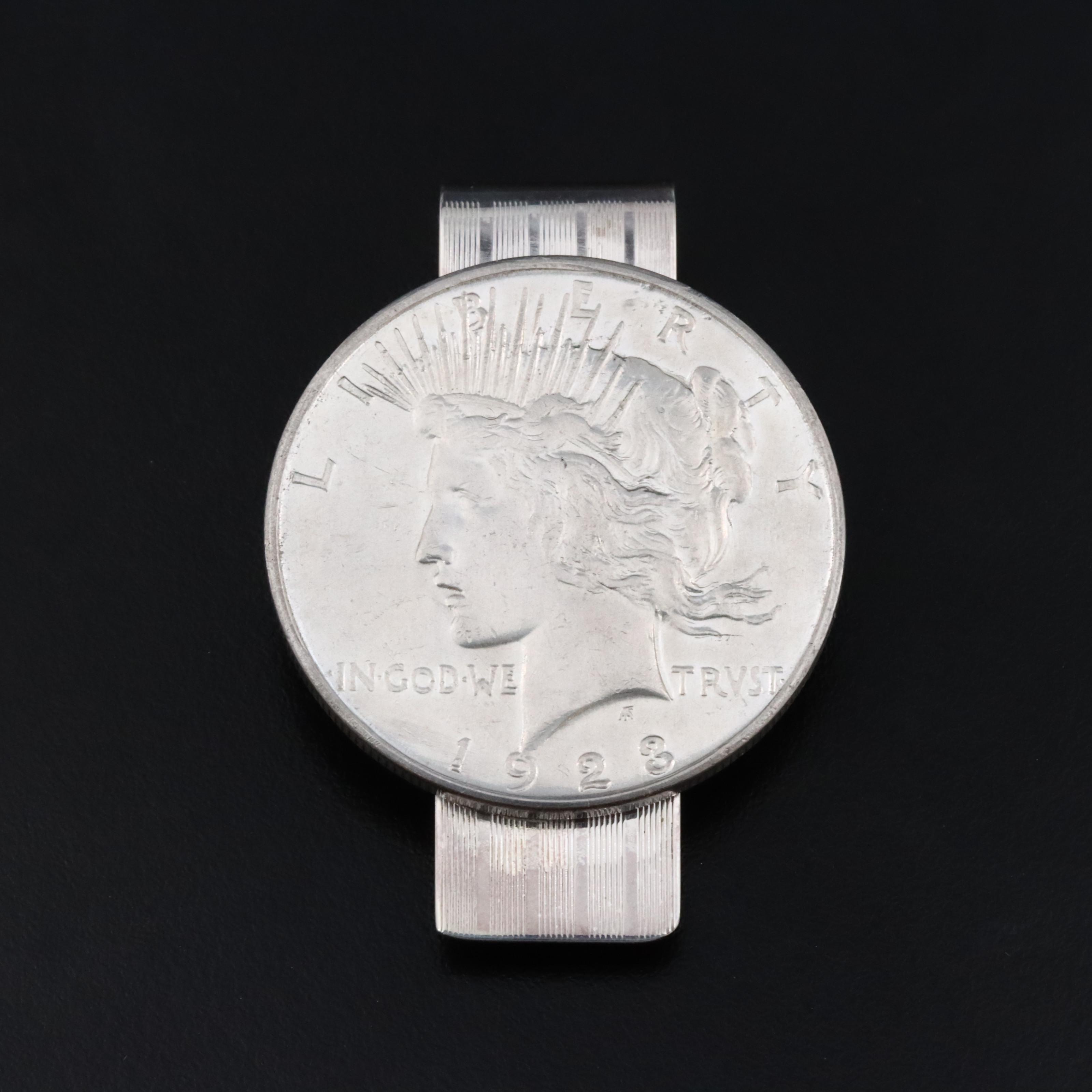 Leonore Doskow Sterling Money Clip with 1923 Peace Silver Dollar