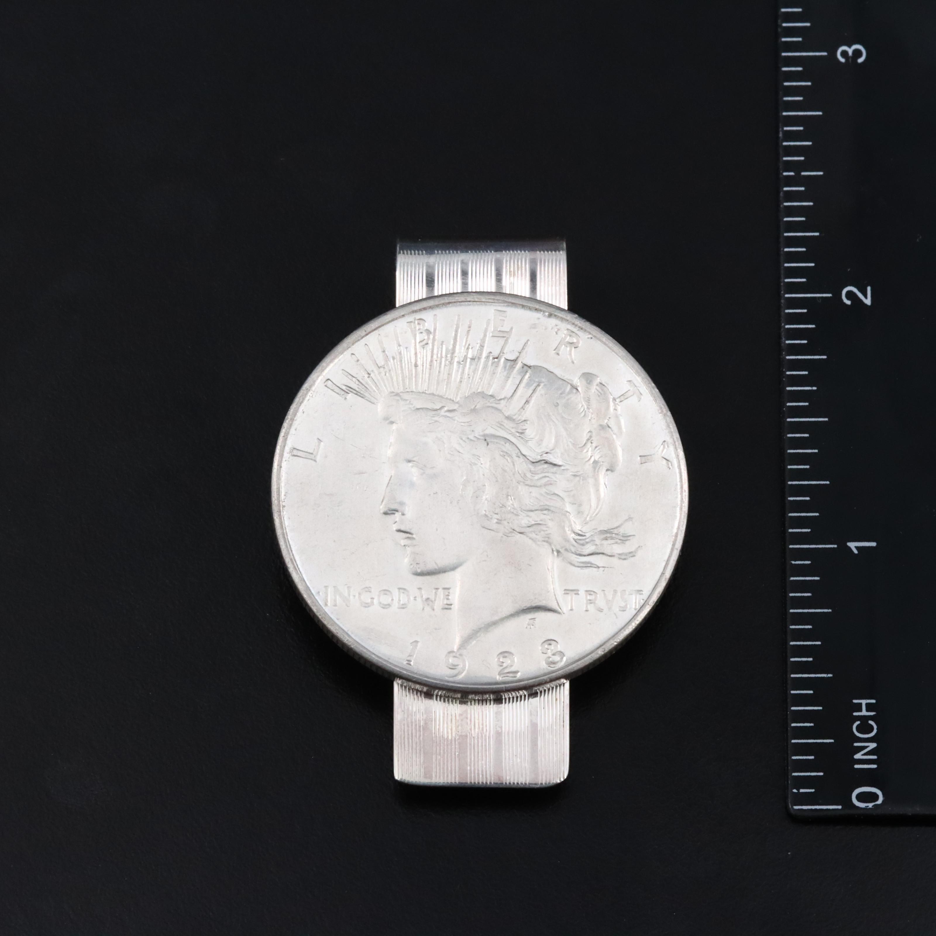 Leonore Doskow Sterling Money Clip with 1923 Peace Silver Dollar