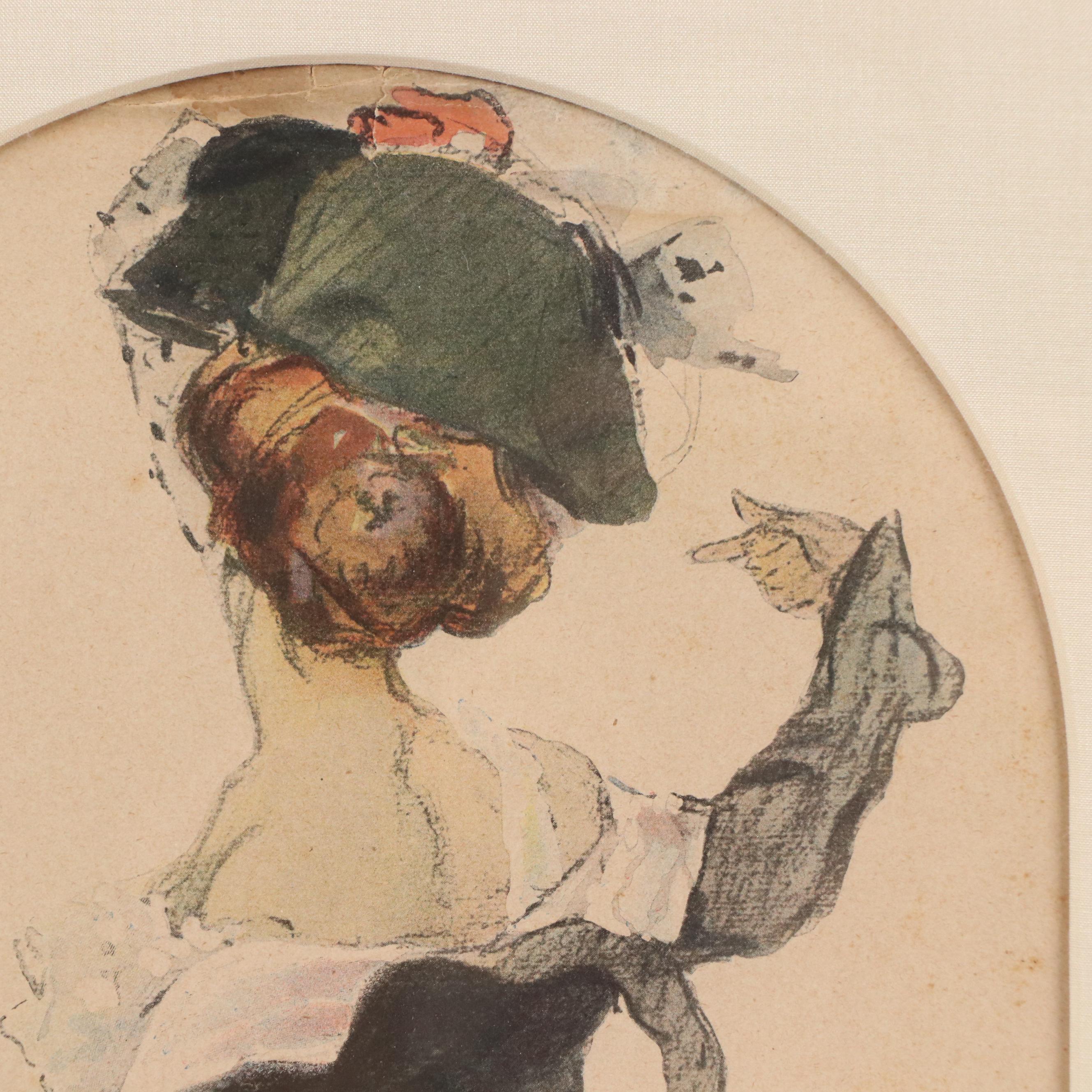 Halftone After Jules-Alexandre Grün of Woman Performing Hurried Striptease