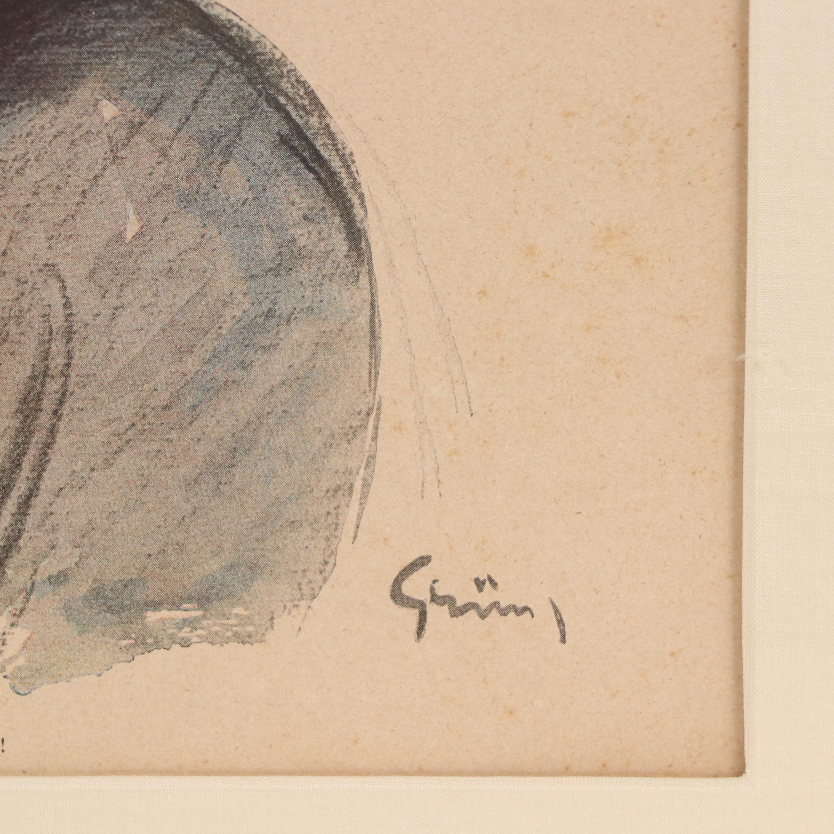 Halftone After Jules-Alexandre Grün of Woman Performing Hurried Striptease