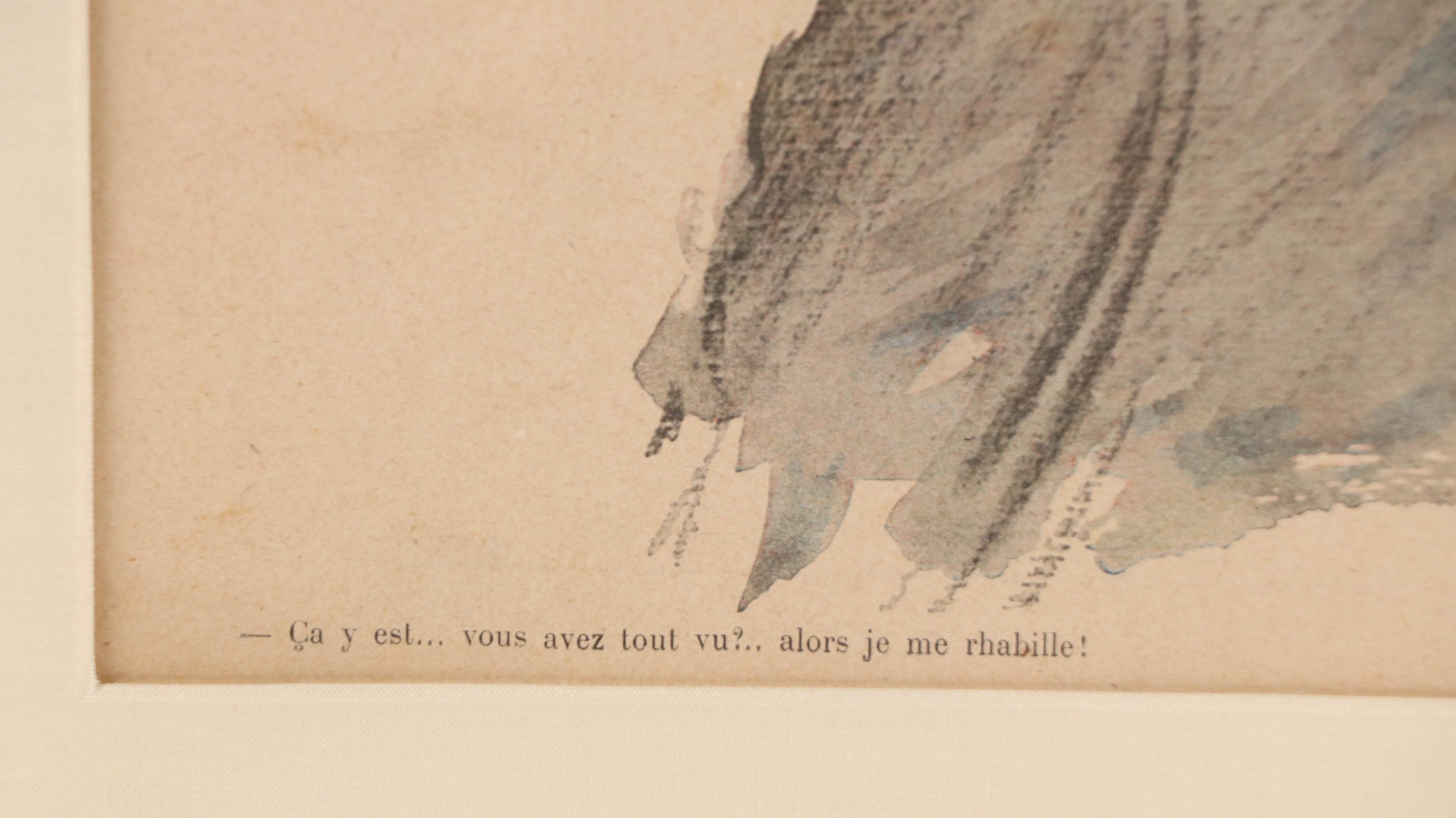 Halftone After Jules-Alexandre Grün of Woman Performing Hurried Striptease