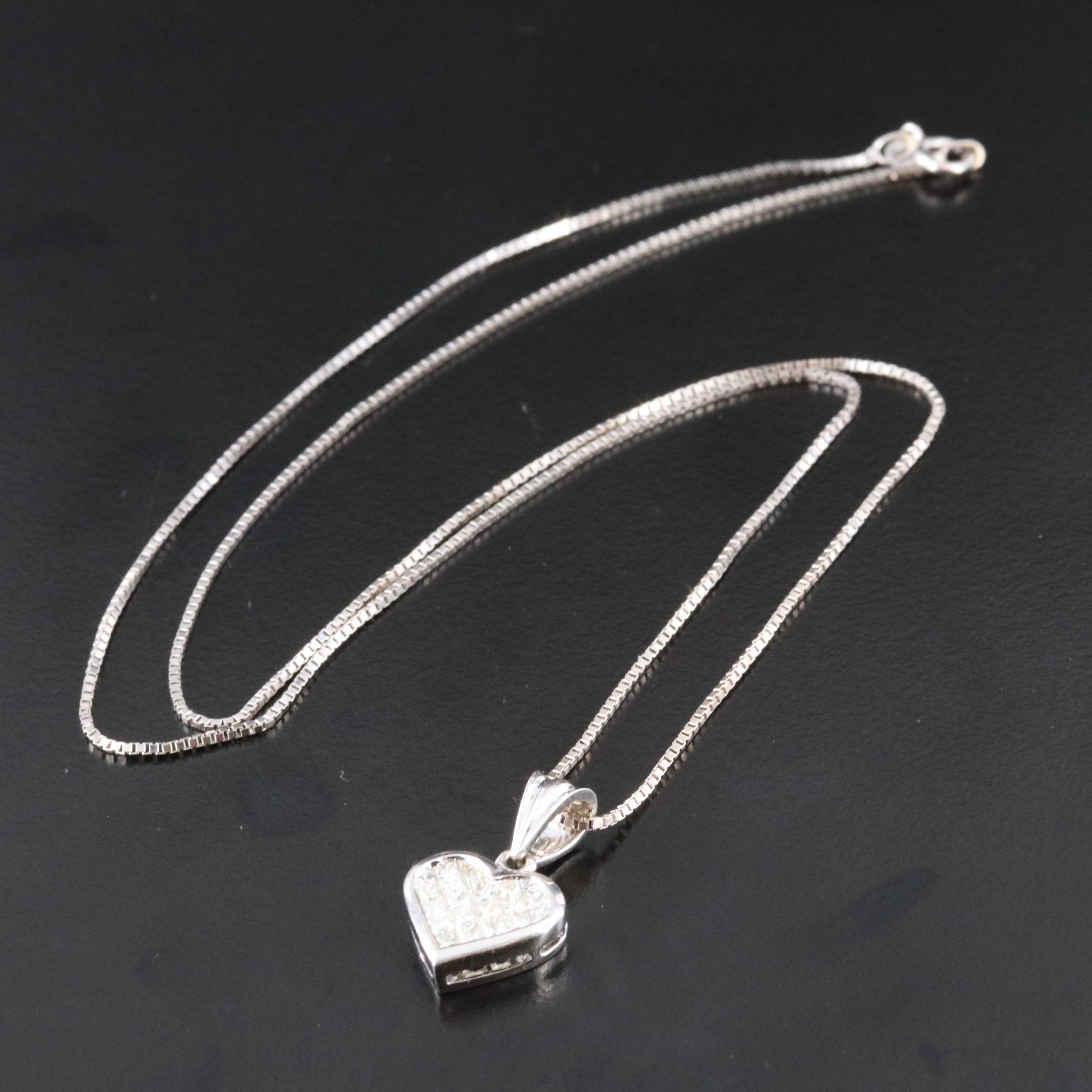 14K 0.50 CTW Diamond Heart Pendant Necklace