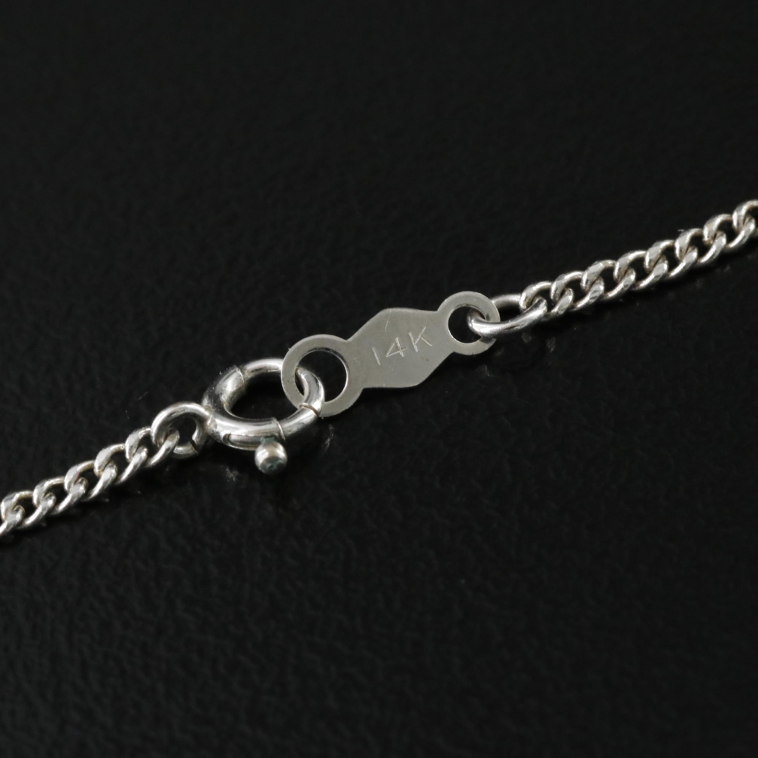 Platinum 4.32 CT Aquamarine and Diamond Pendant with 14K Curb Chain