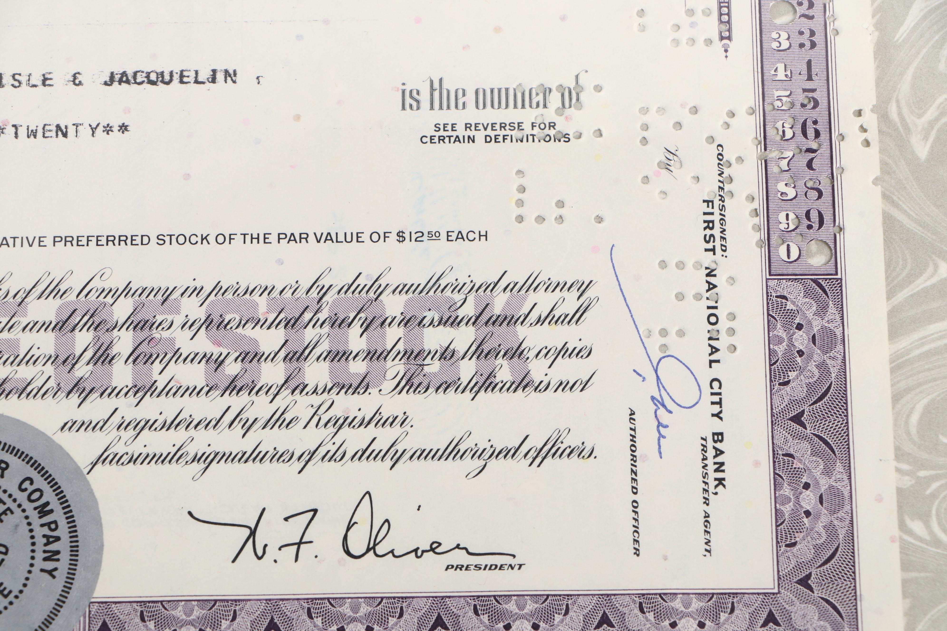 American Sugar Company and American General Insurance Stock Certificates