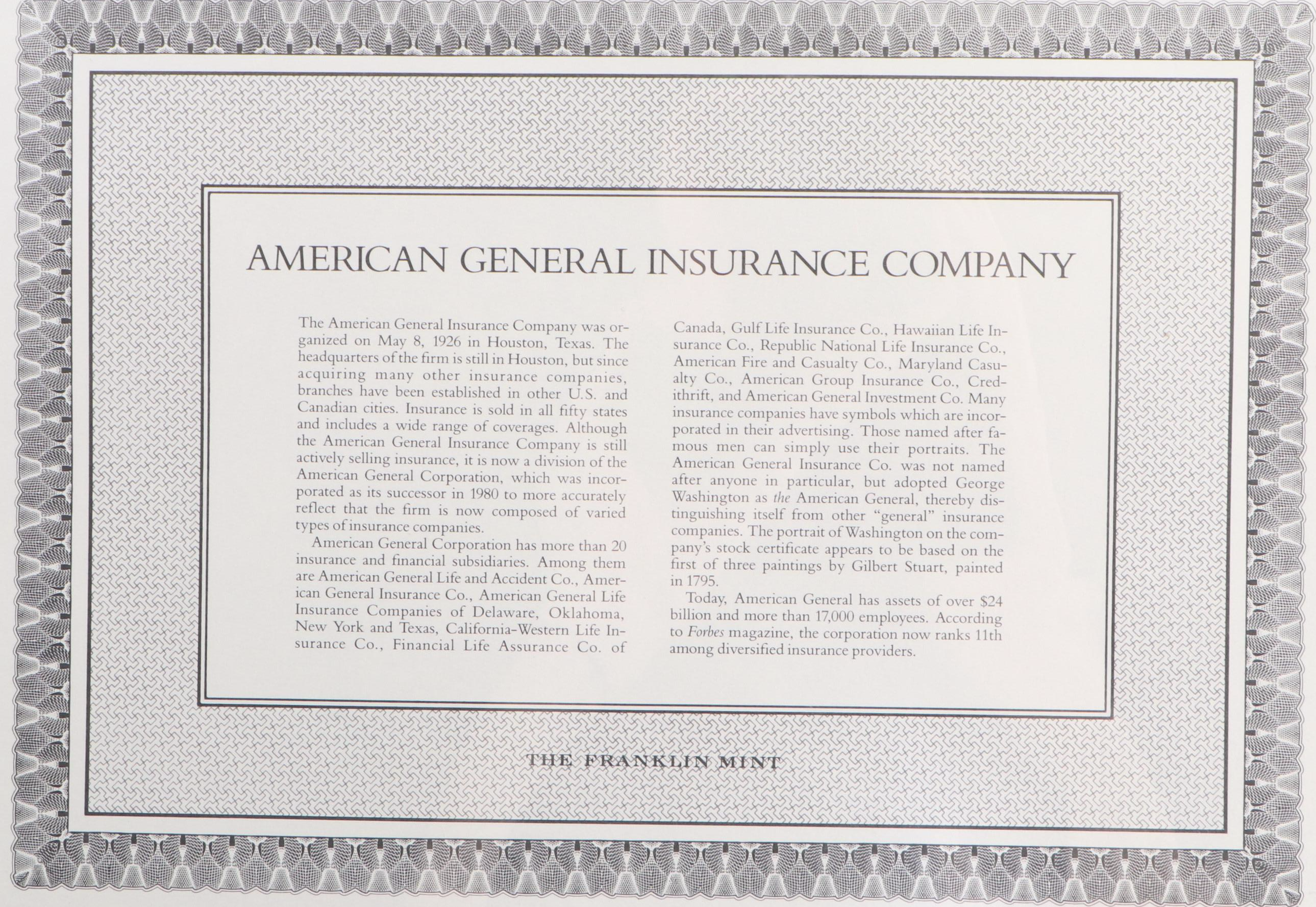 American Sugar Company and American General Insurance Stock Certificates