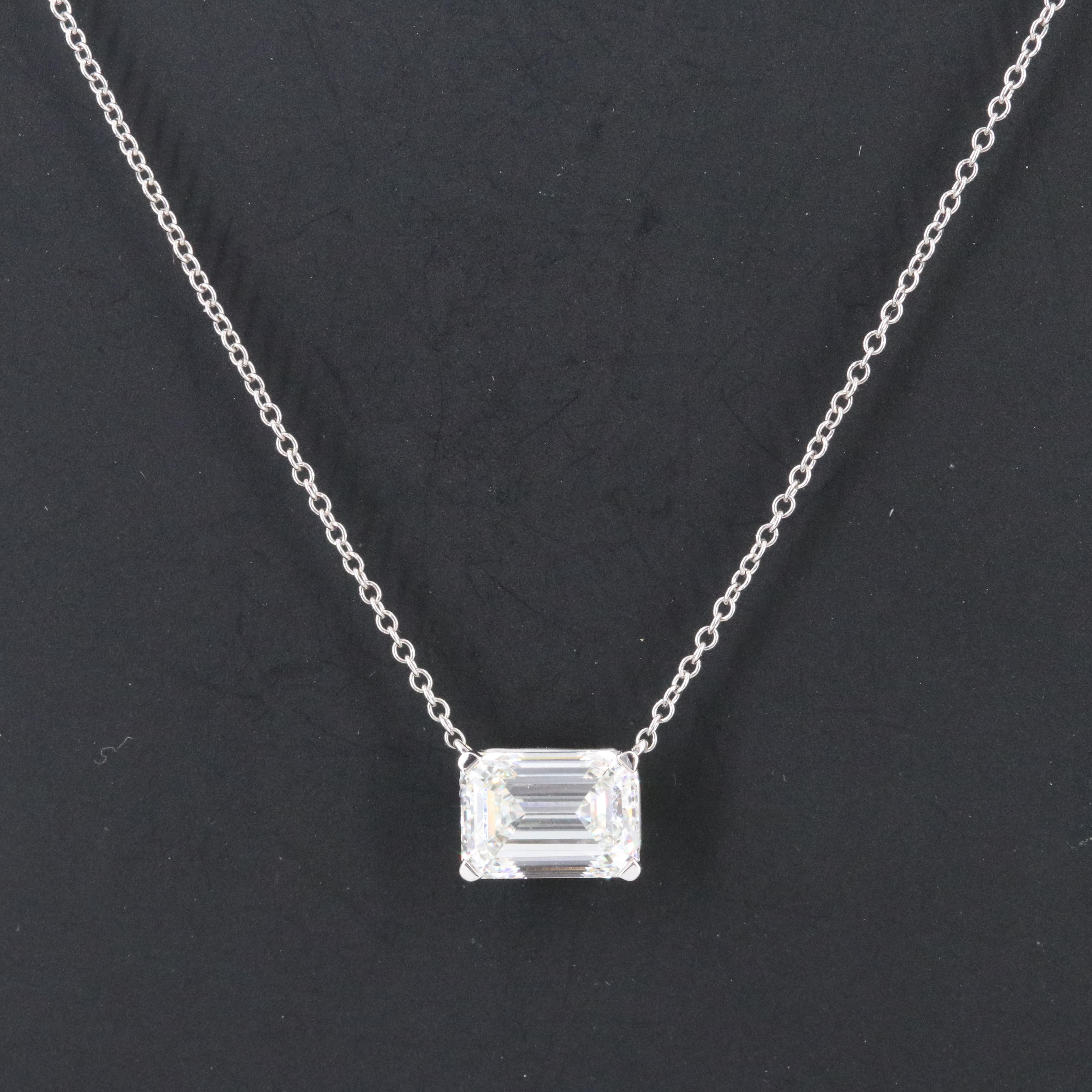 14K 3.00 CT Lab Grown Solitaire Diamond Necklace with IGI Jewelry Report