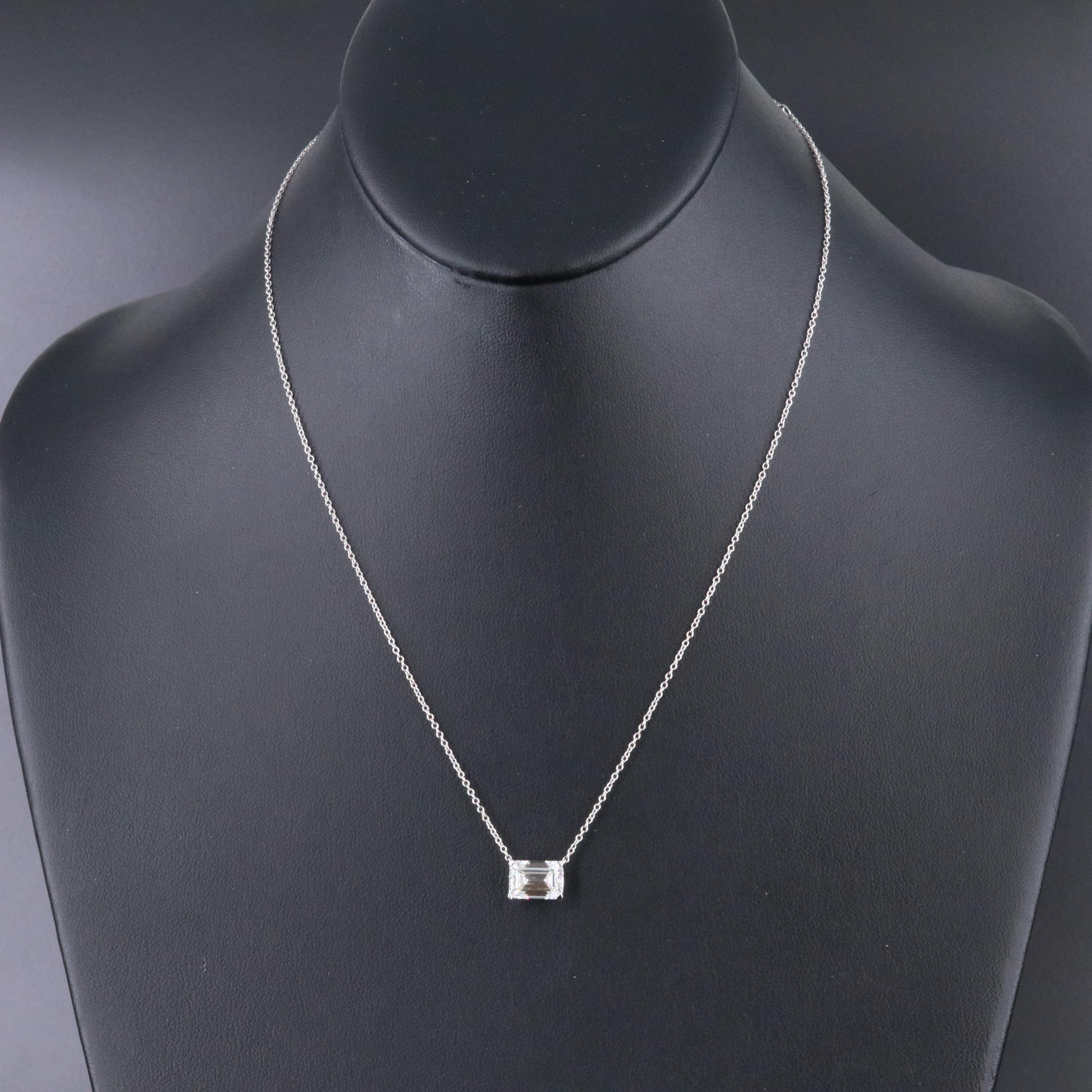 14K 3.00 CT Lab Grown Solitaire Diamond Necklace with IGI Jewelry Report