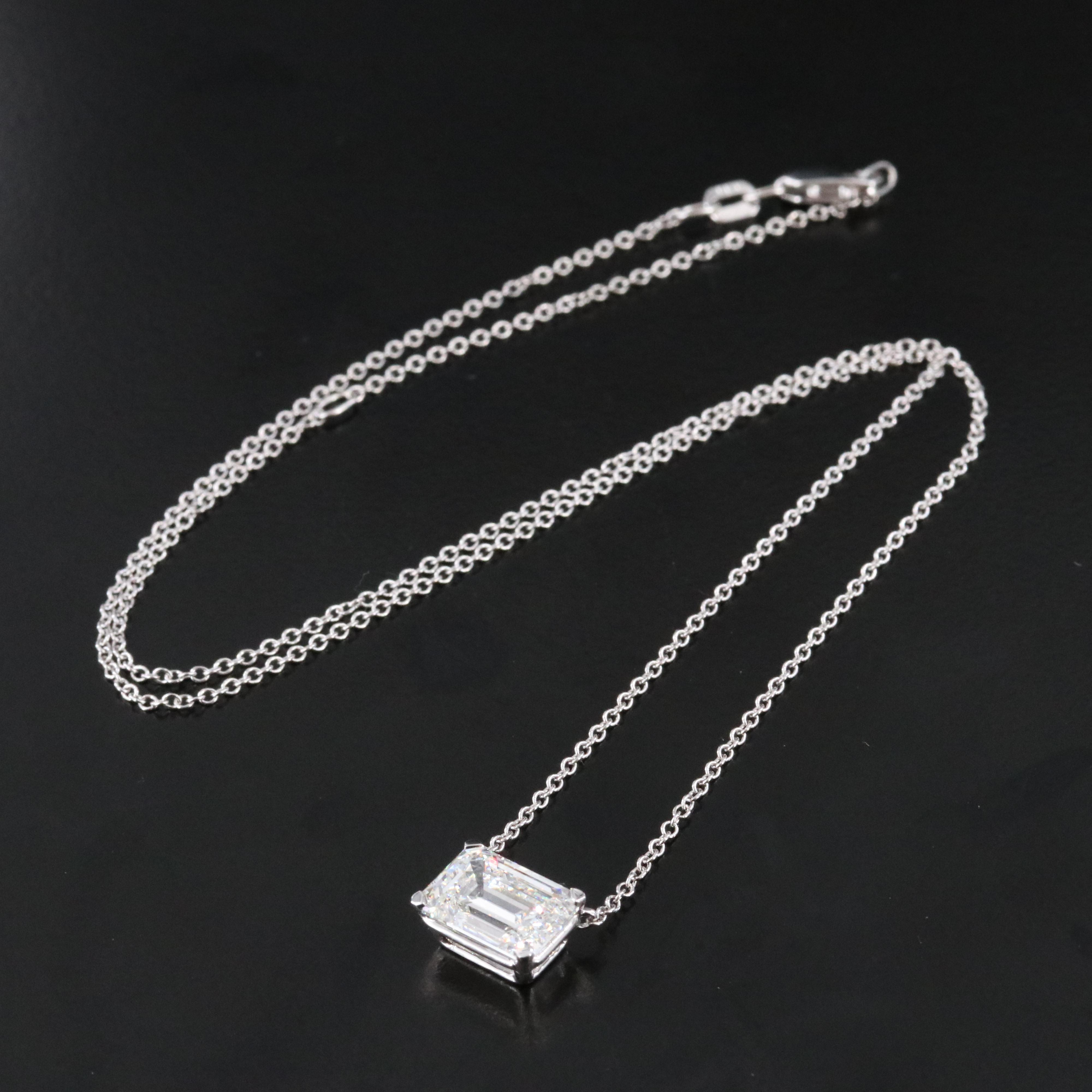 14K 3.00 CT Lab Grown Solitaire Diamond Necklace with IGI Jewelry Report