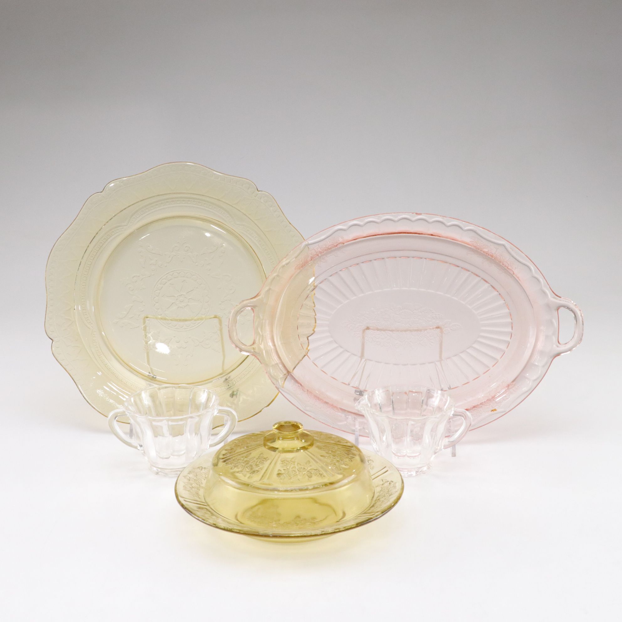 Federal Glass "Patrician Amber" Plate & Other Depression Era Glass