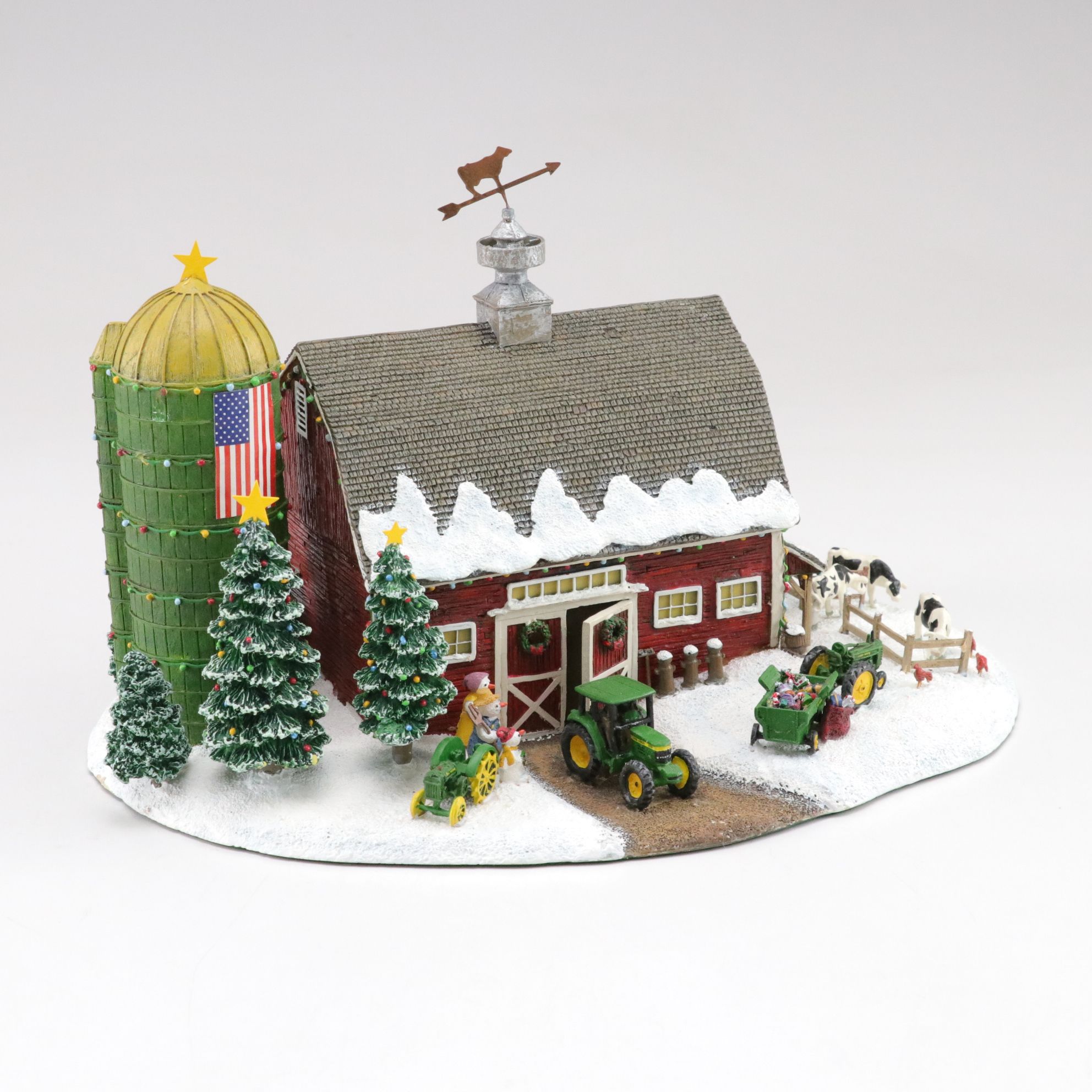 Danbury Mint "John Deere Lighted Barn" & Other Christmas Village Decor