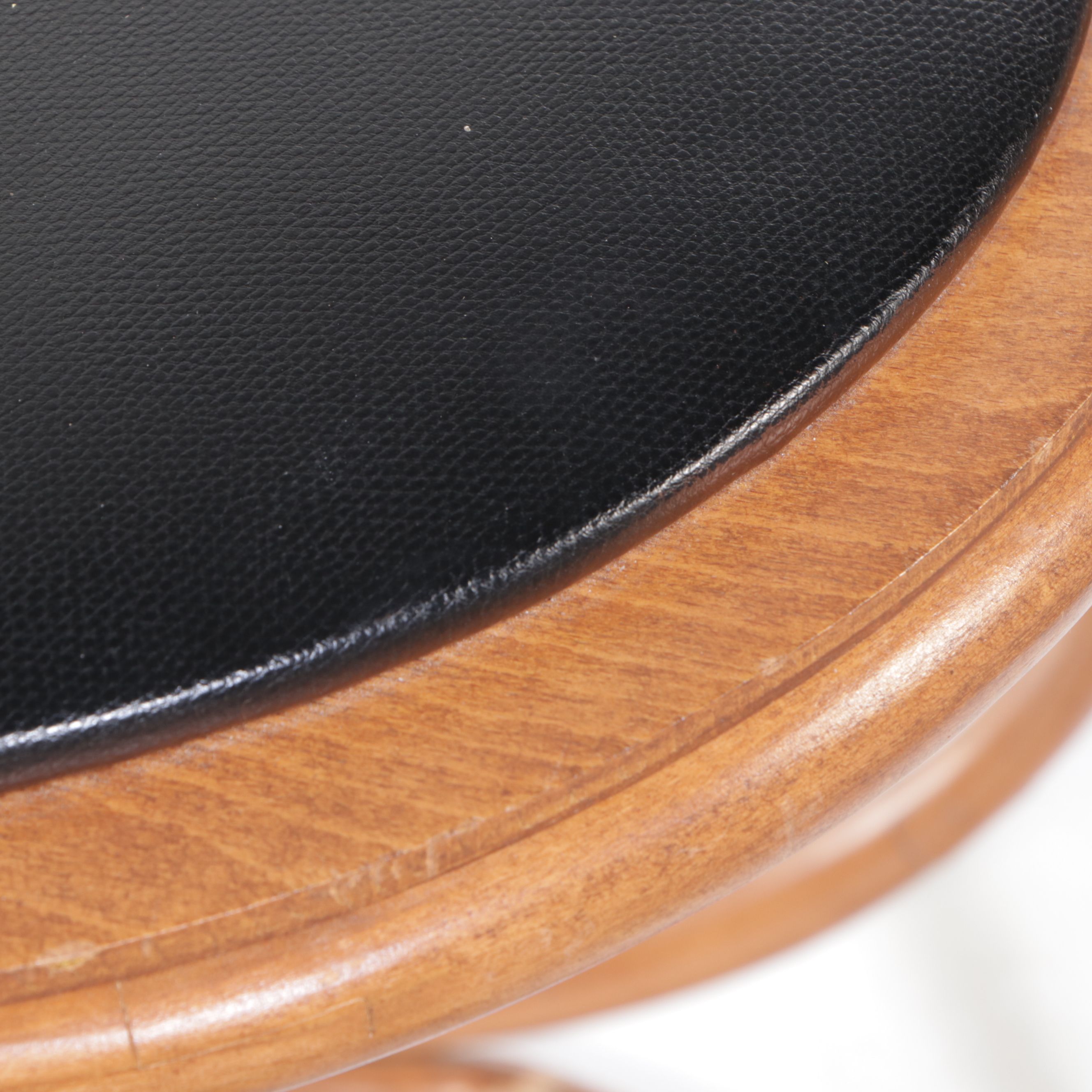 Mid Century Modern Thonet Style Rattan and Vinyl Ottoman