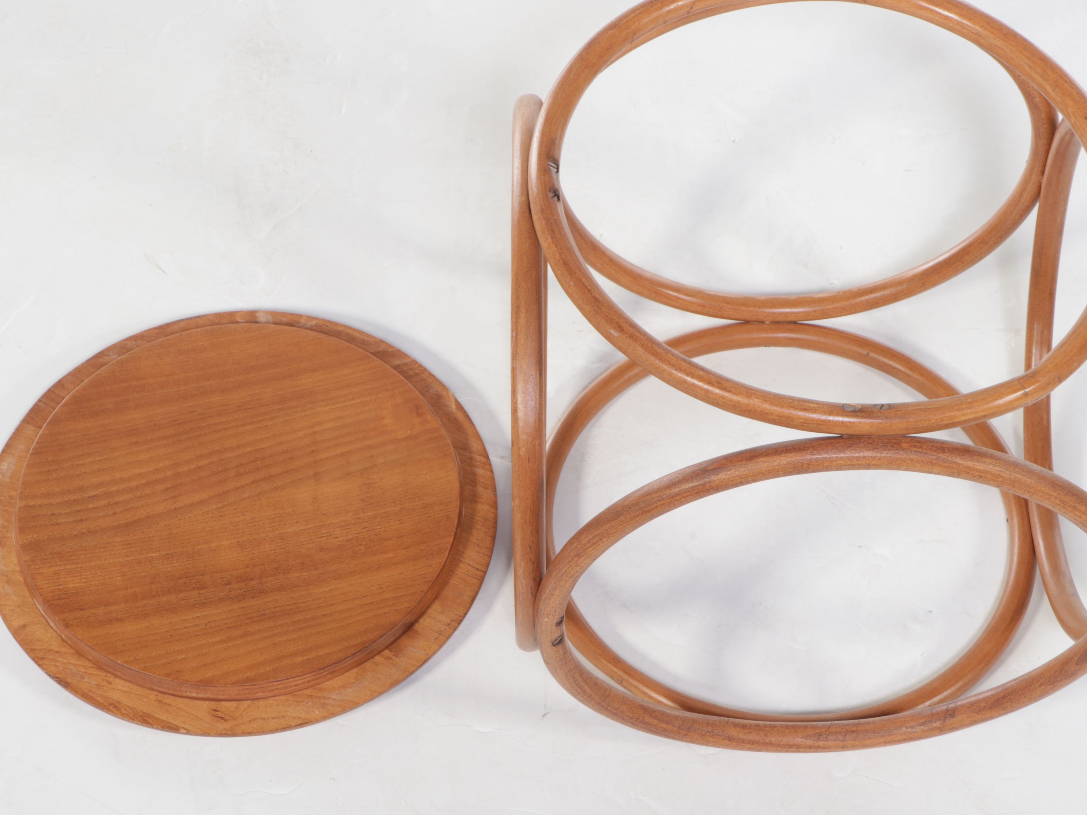 Mid Century Modern Thonet Style Rattan and Vinyl Ottoman