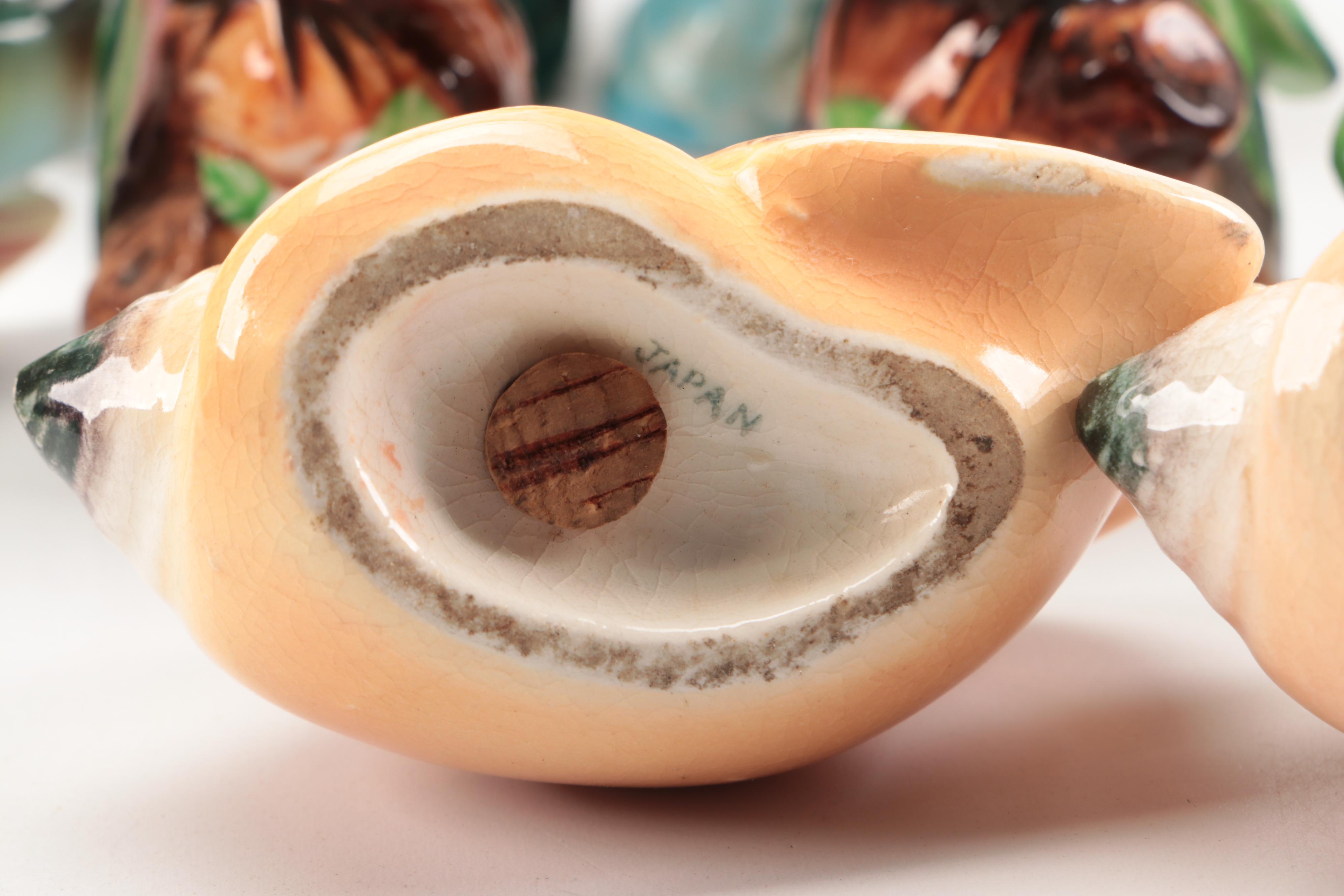 Ceramic Novelty Shakers with Porcelain Parrot Figurines