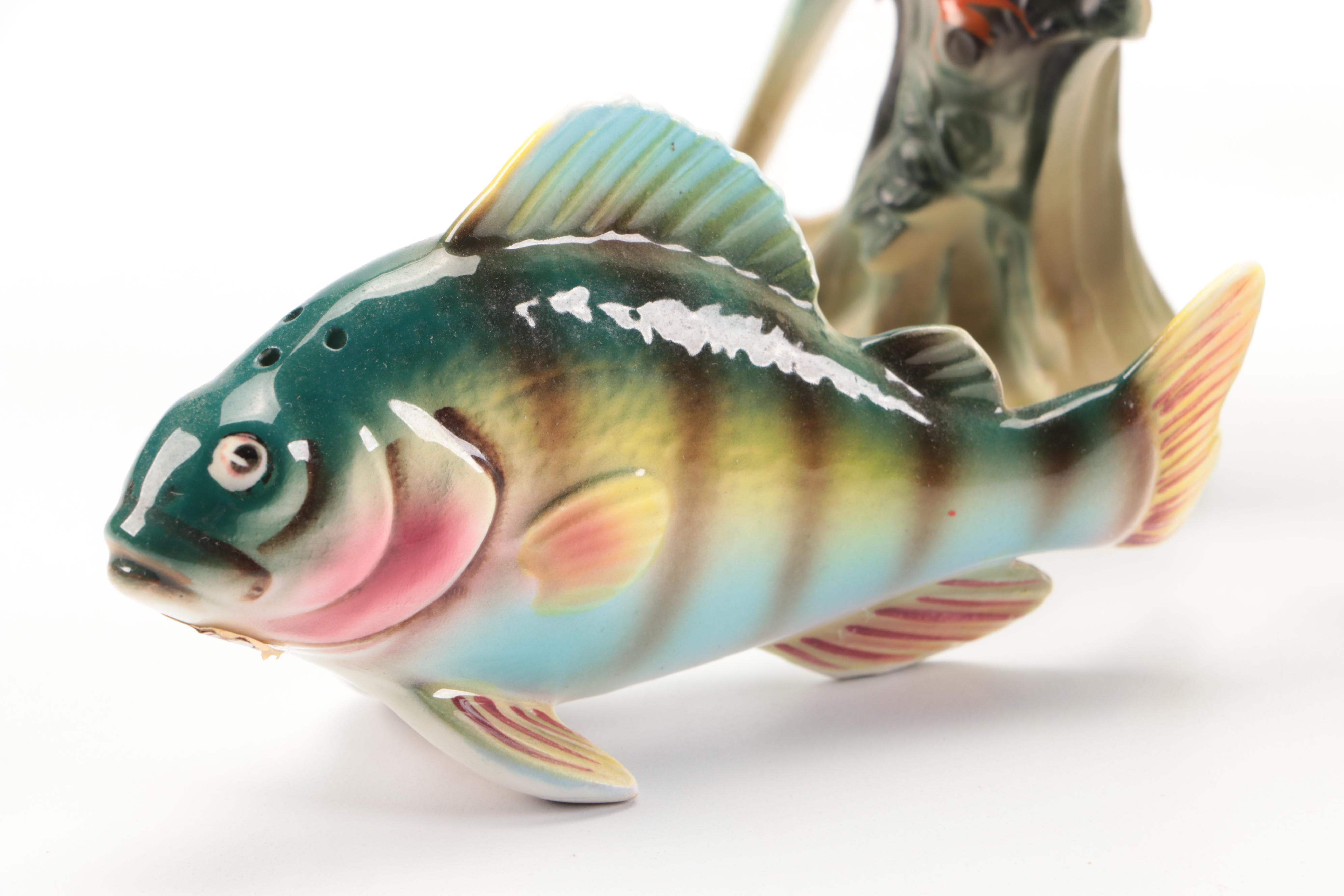 Ceramic Novelty Shakers with Porcelain Parrot Figurines