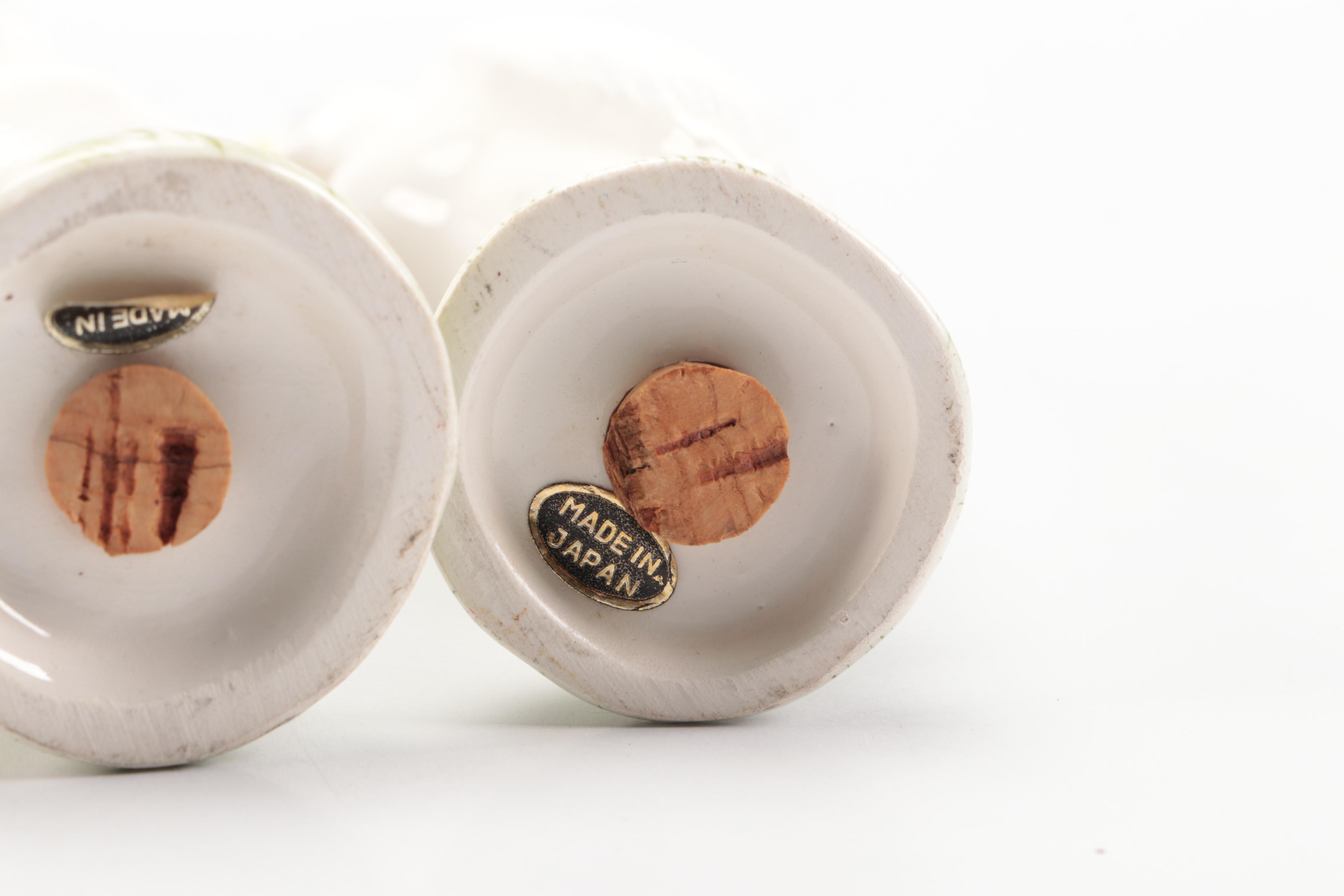 Ceramic Novelty Shakers with Porcelain Parrot Figurines