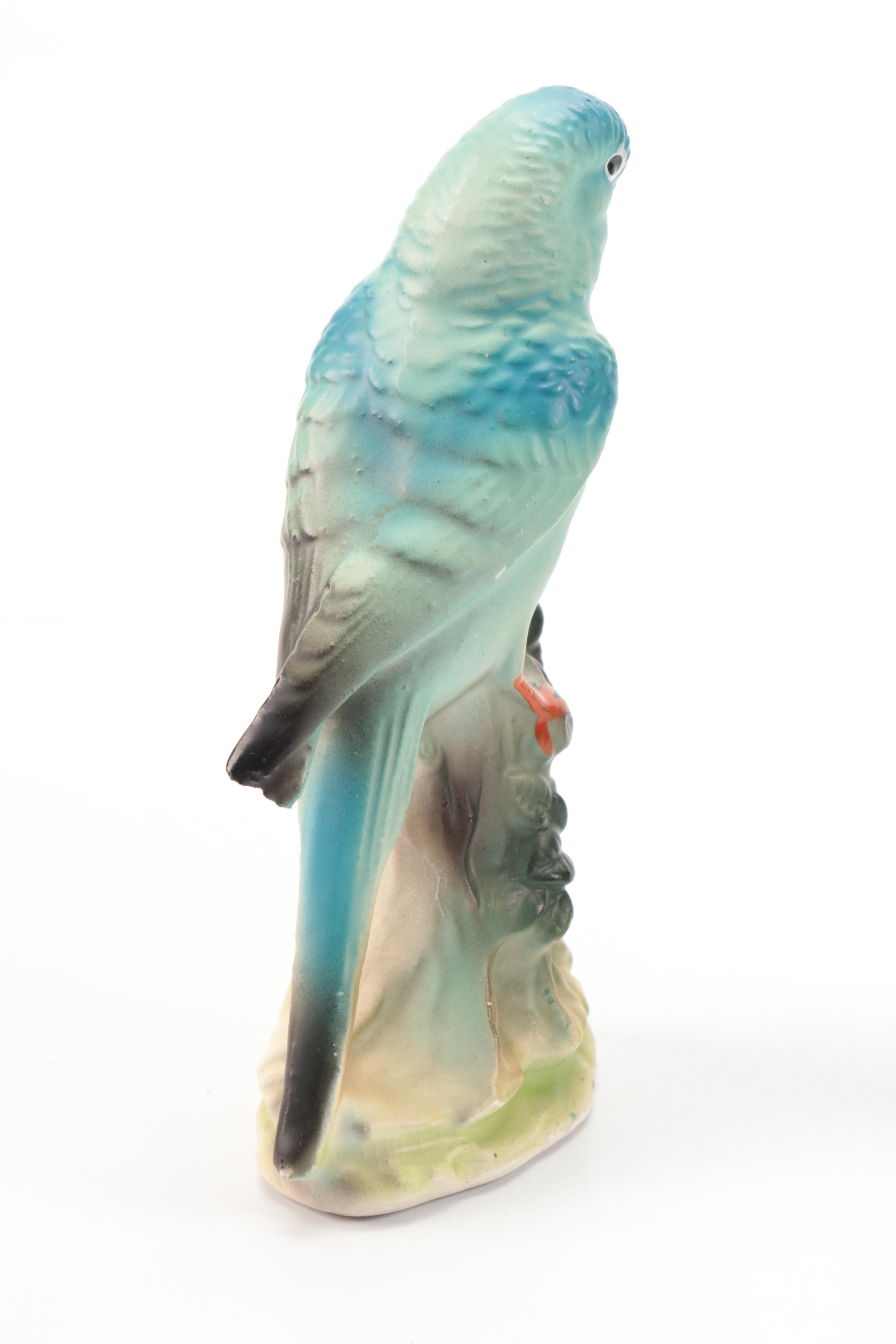 Ceramic Novelty Shakers with Porcelain Parrot Figurines
