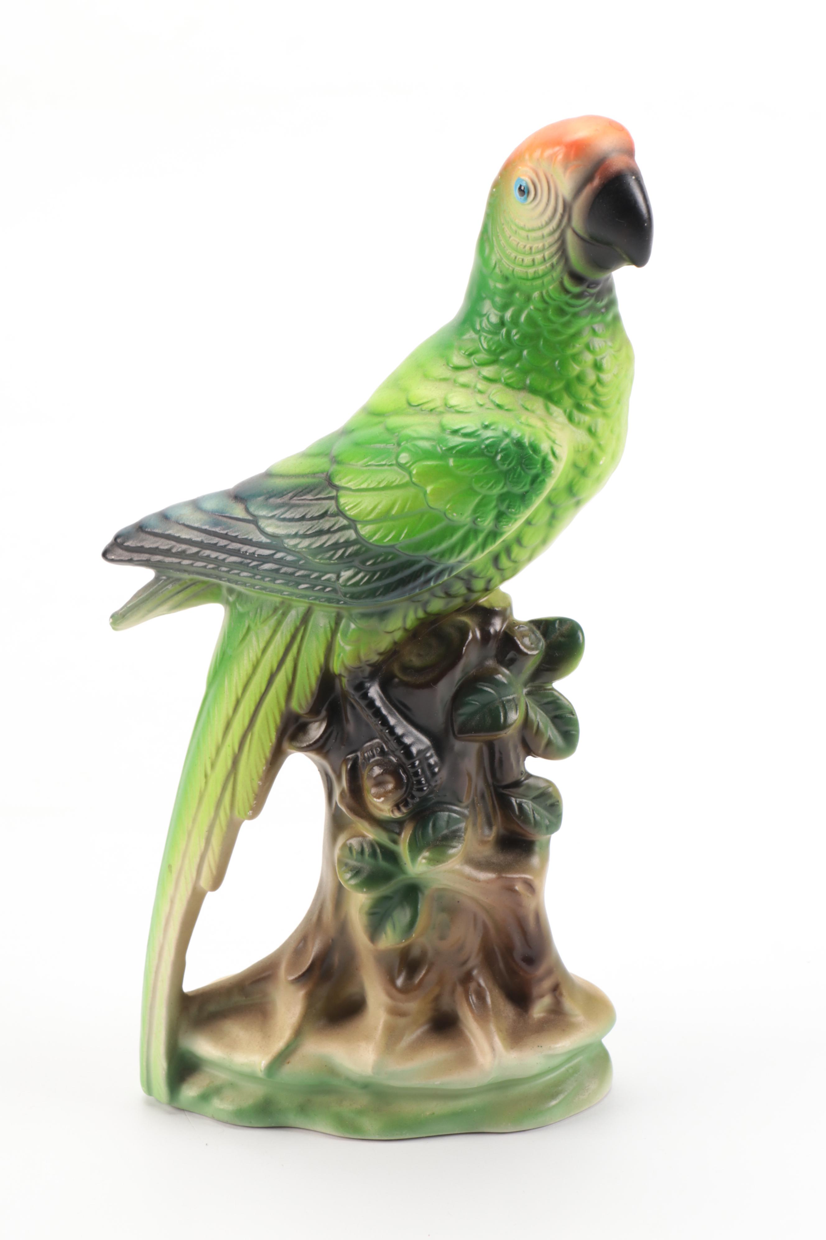 Ceramic Novelty Shakers with Porcelain Parrot Figurines