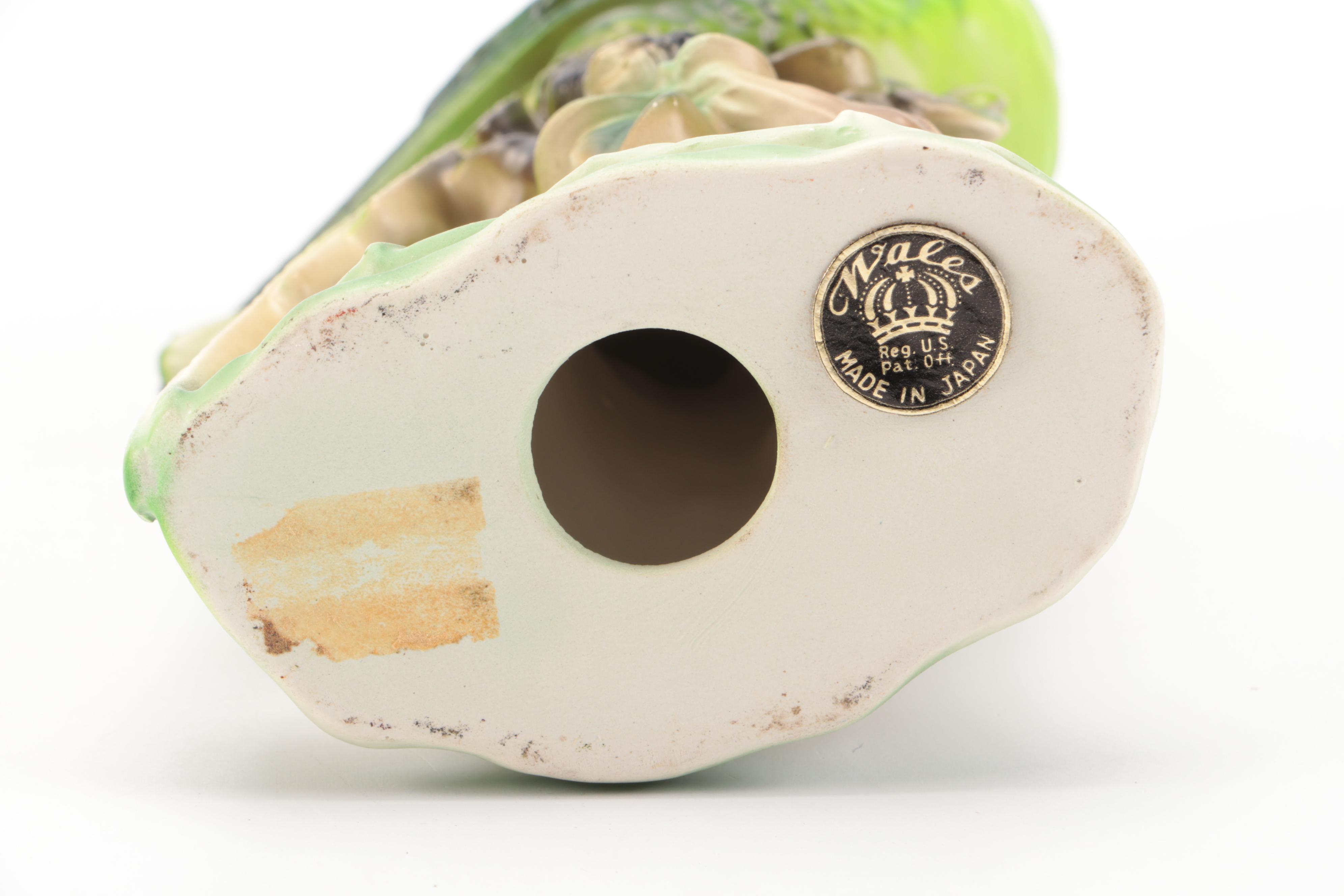 Ceramic Novelty Shakers with Porcelain Parrot Figurines