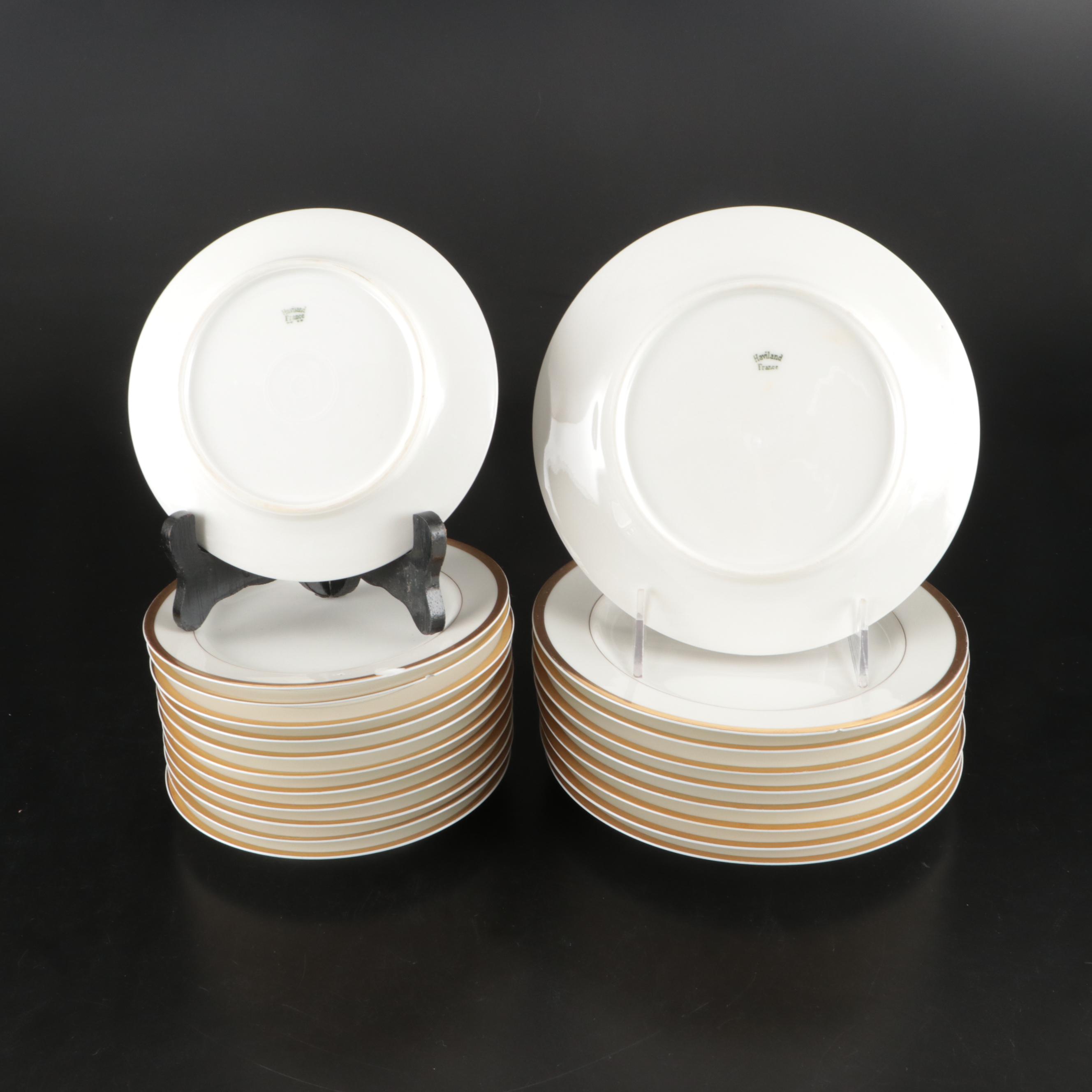 Haviland Porcelain Gilt Rim Dinnerware and Serving Pieces, 1894-1931