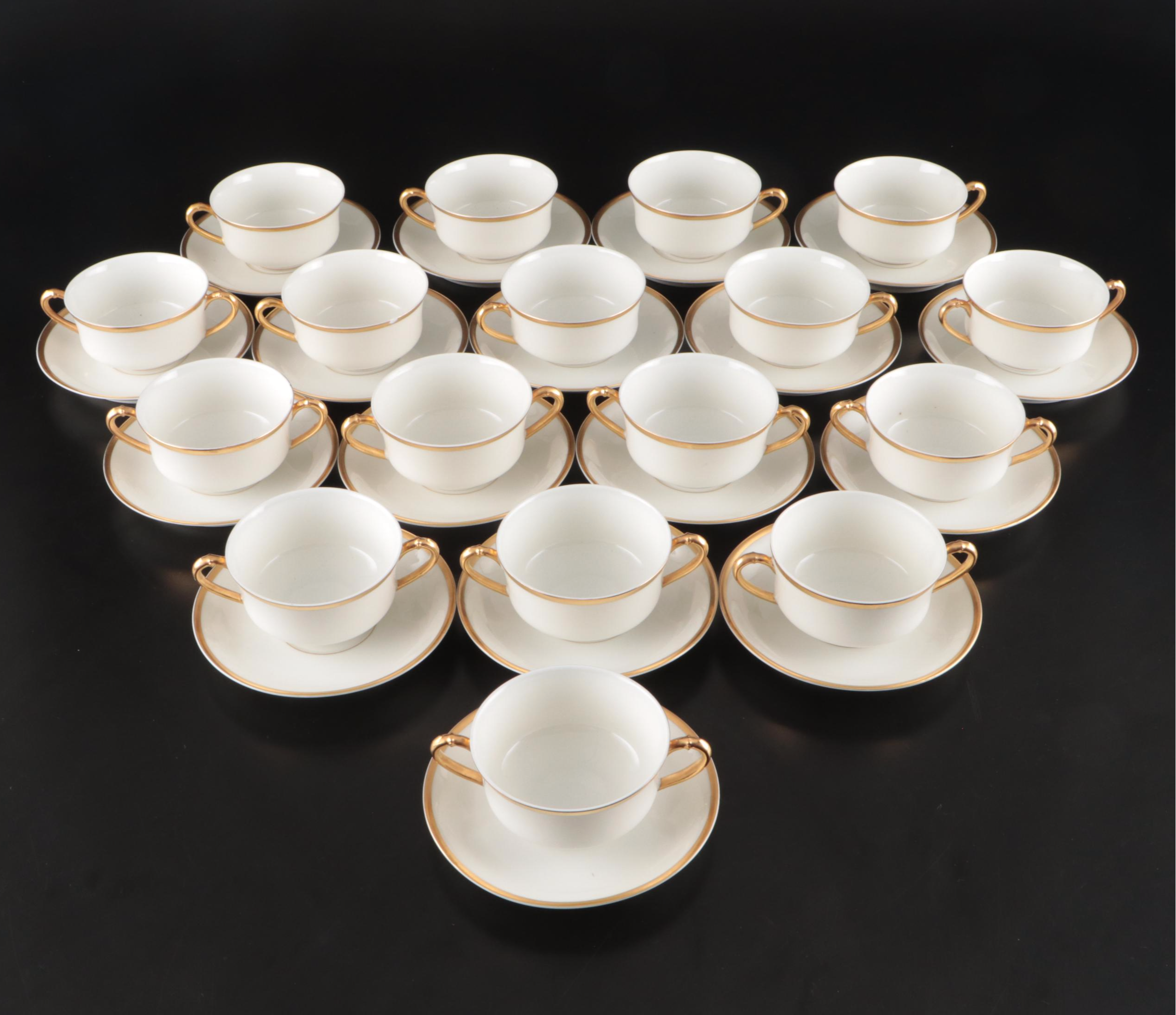 Haviland Porcelain Gilt Rim Dinnerware and Serving Pieces, 1894-1931