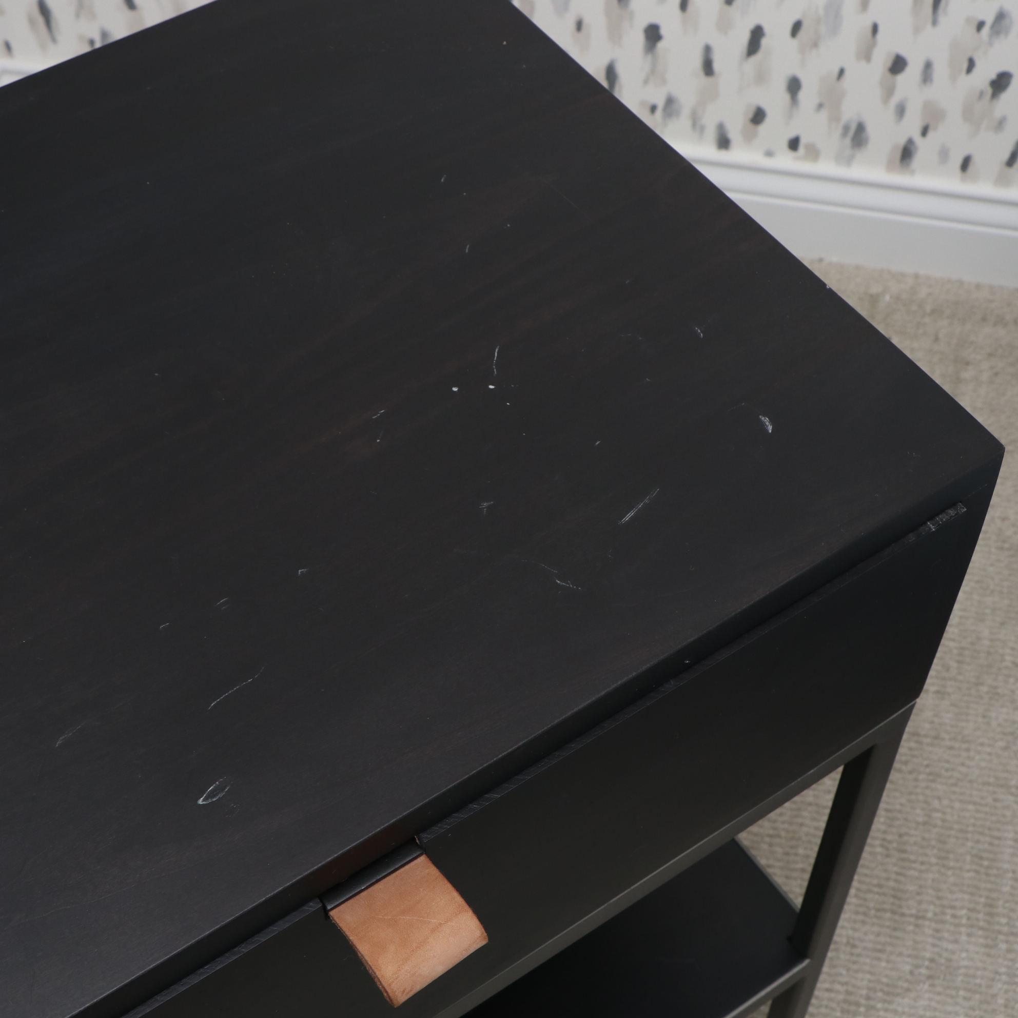 Four Hands "Trey" Black Wash Poplar and Metal Nightstands