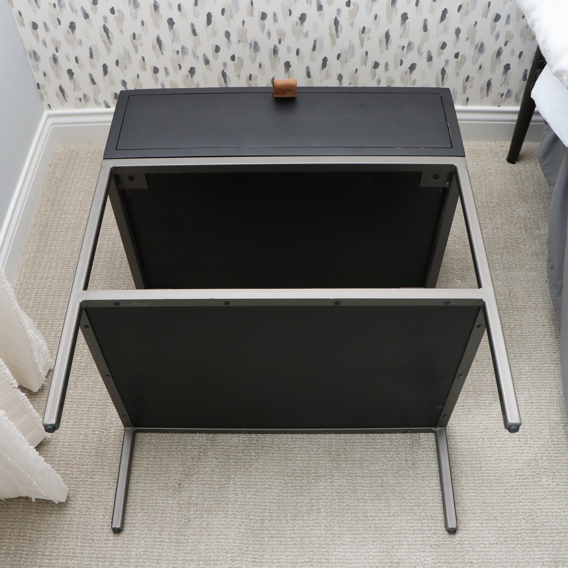 Four Hands "Trey" Black Wash Poplar and Metal Nightstands