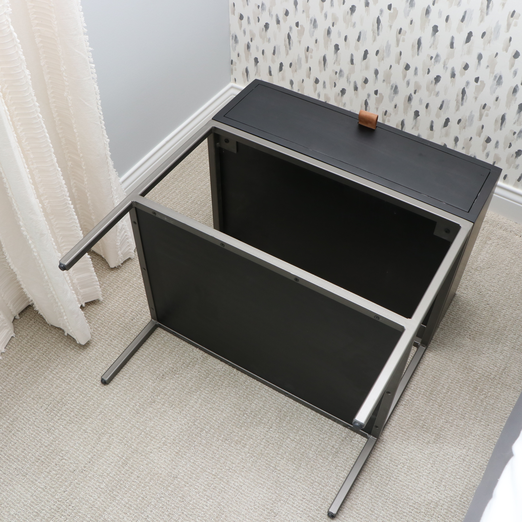 Four Hands "Trey" Black Wash Poplar and Metal Nightstands