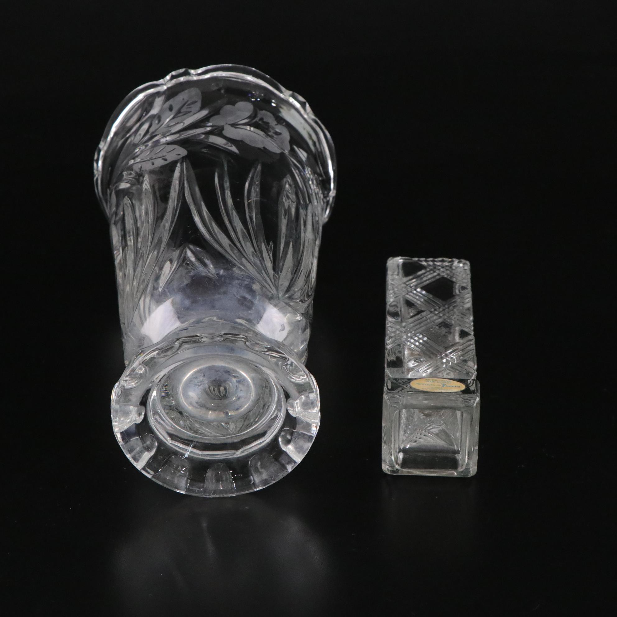 Mikasa "Peppermint" Sweets Dish, Fostoria "Heather" Torte Plate & More Glassware