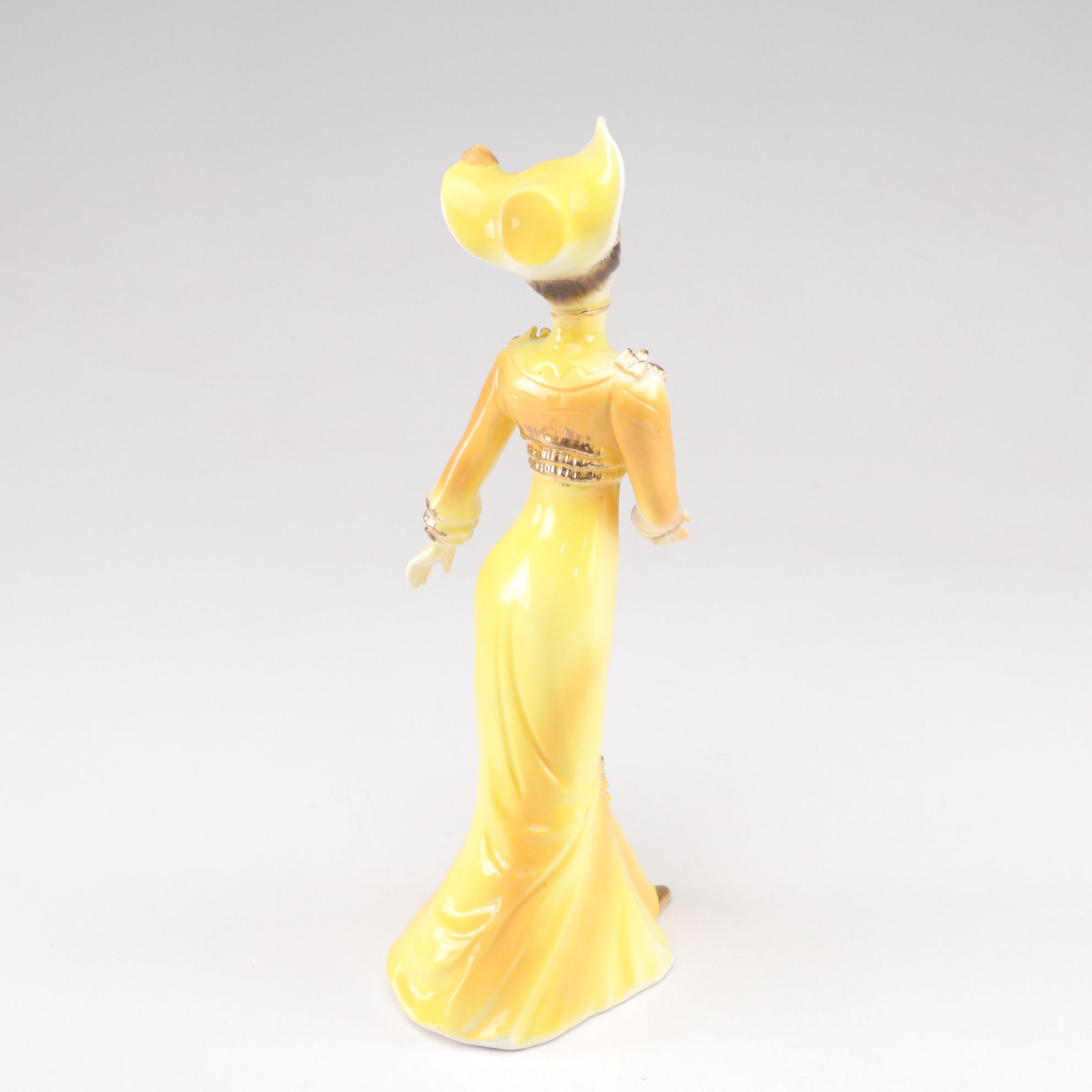 Japanese Porcelain Hand-Painted Victorian Ladies in Yellow & Fenton Ring Holder