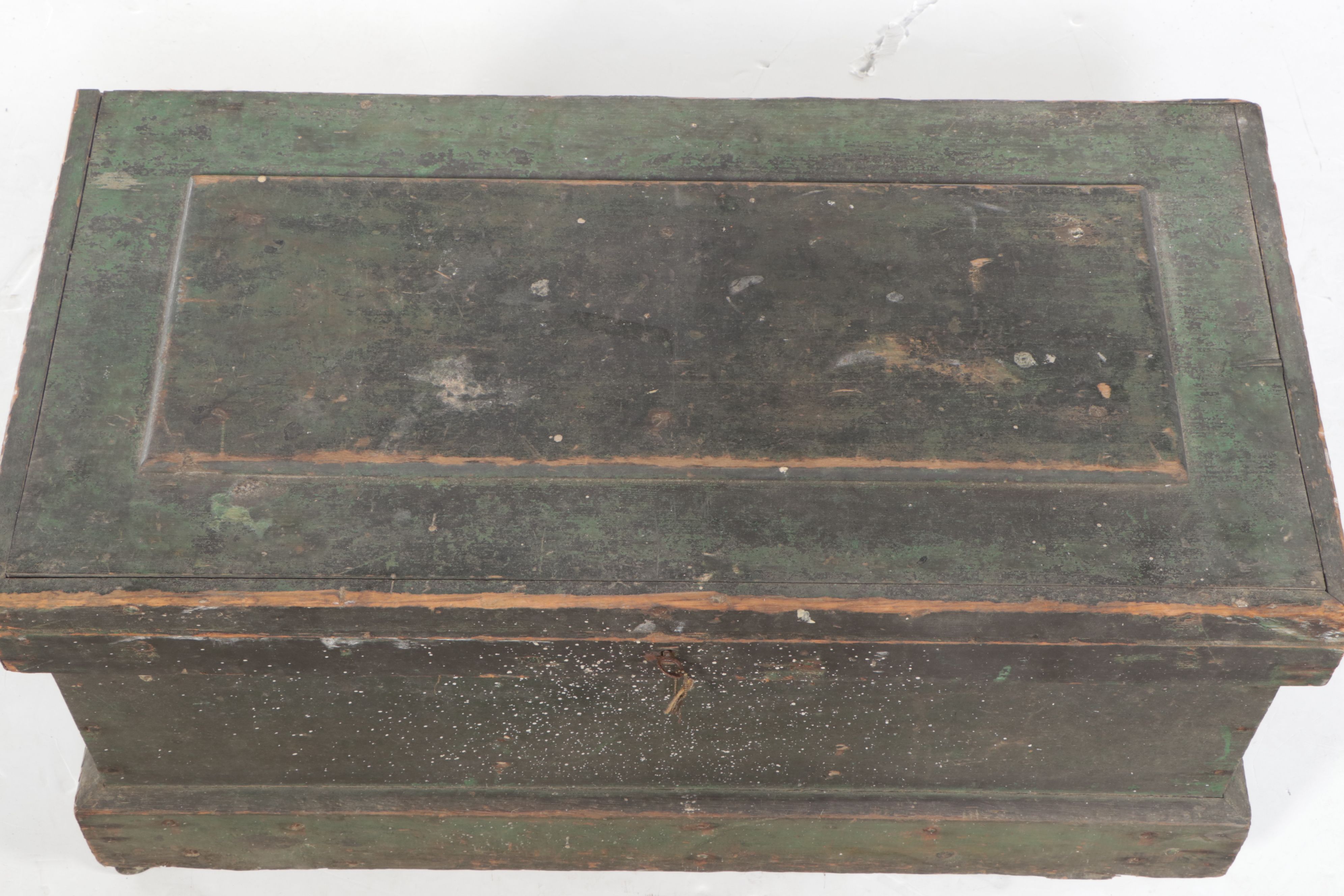 Painted Wood Carpenter's Trunk with Dividers, Inserts and Casters, Antique