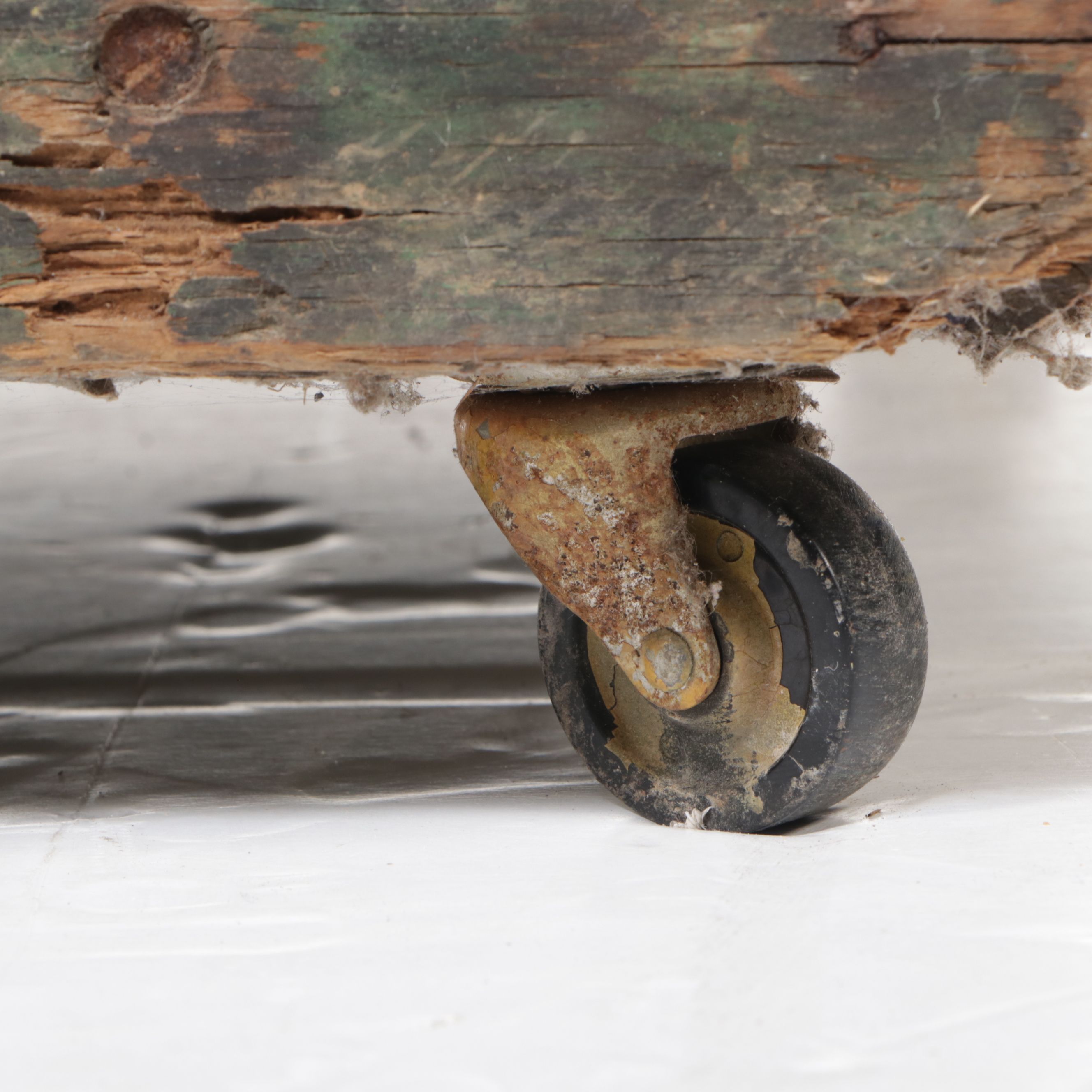 Painted Wood Carpenter's Trunk with Dividers, Inserts and Casters, Antique