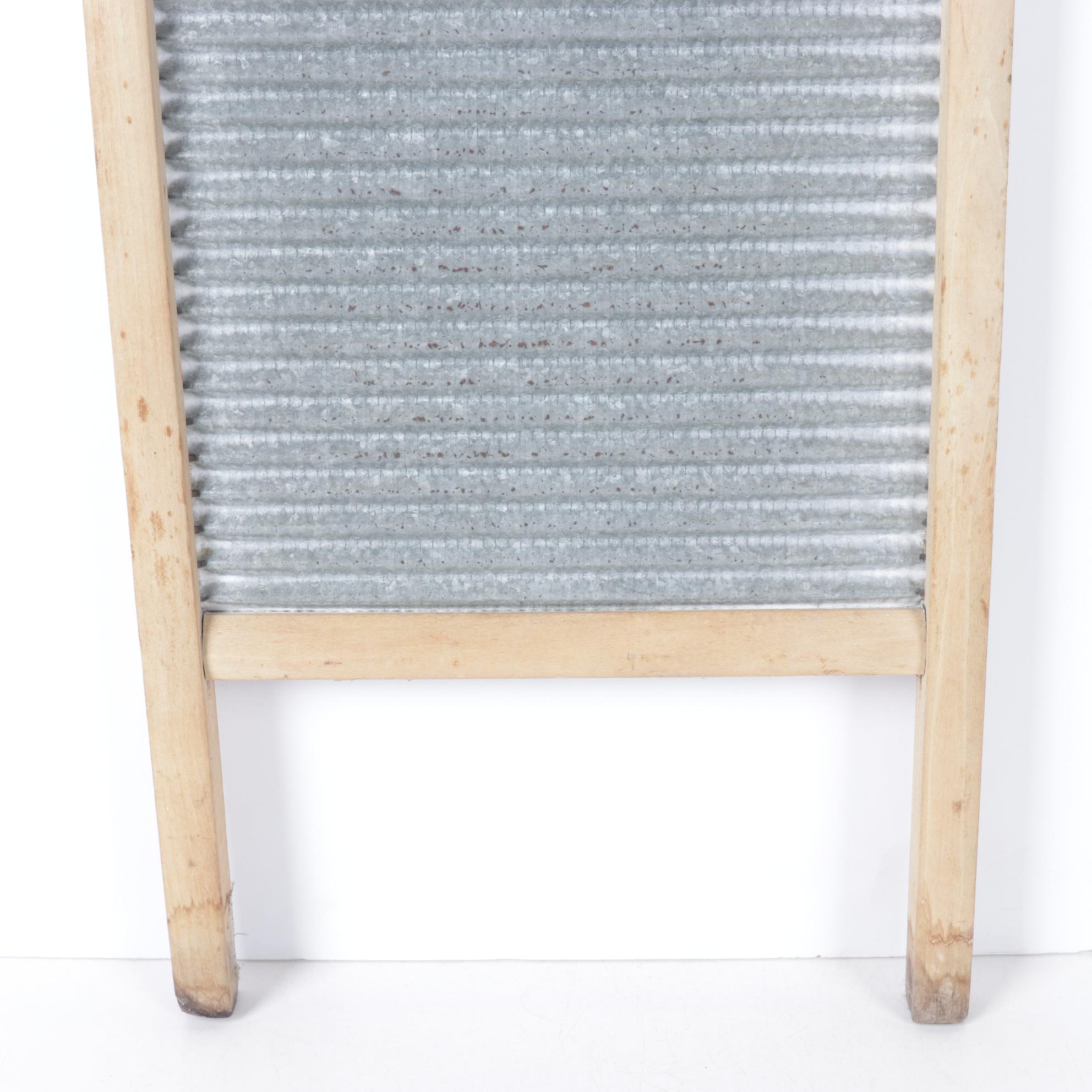 Carolina Washboard Co. "Two-in-One" Galvanized Hardwood Washboard