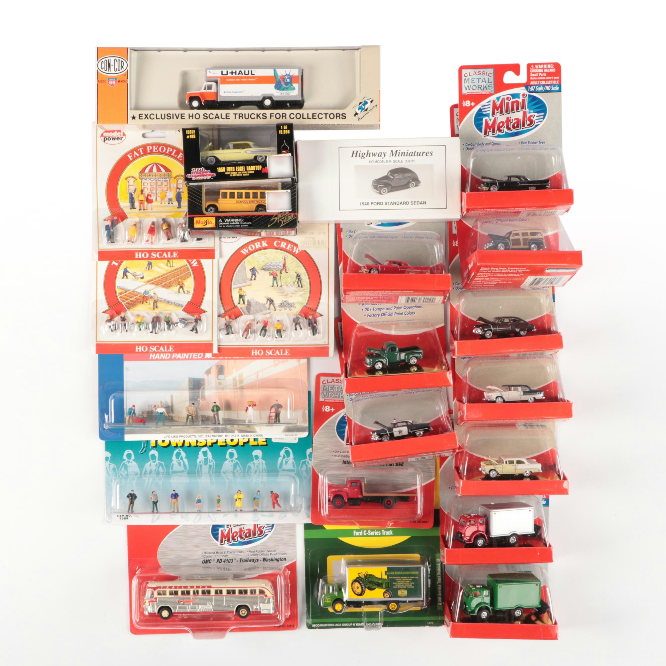 Life-Like Trains and Other HO-Scale Railroad Model People with Other Toy Cars