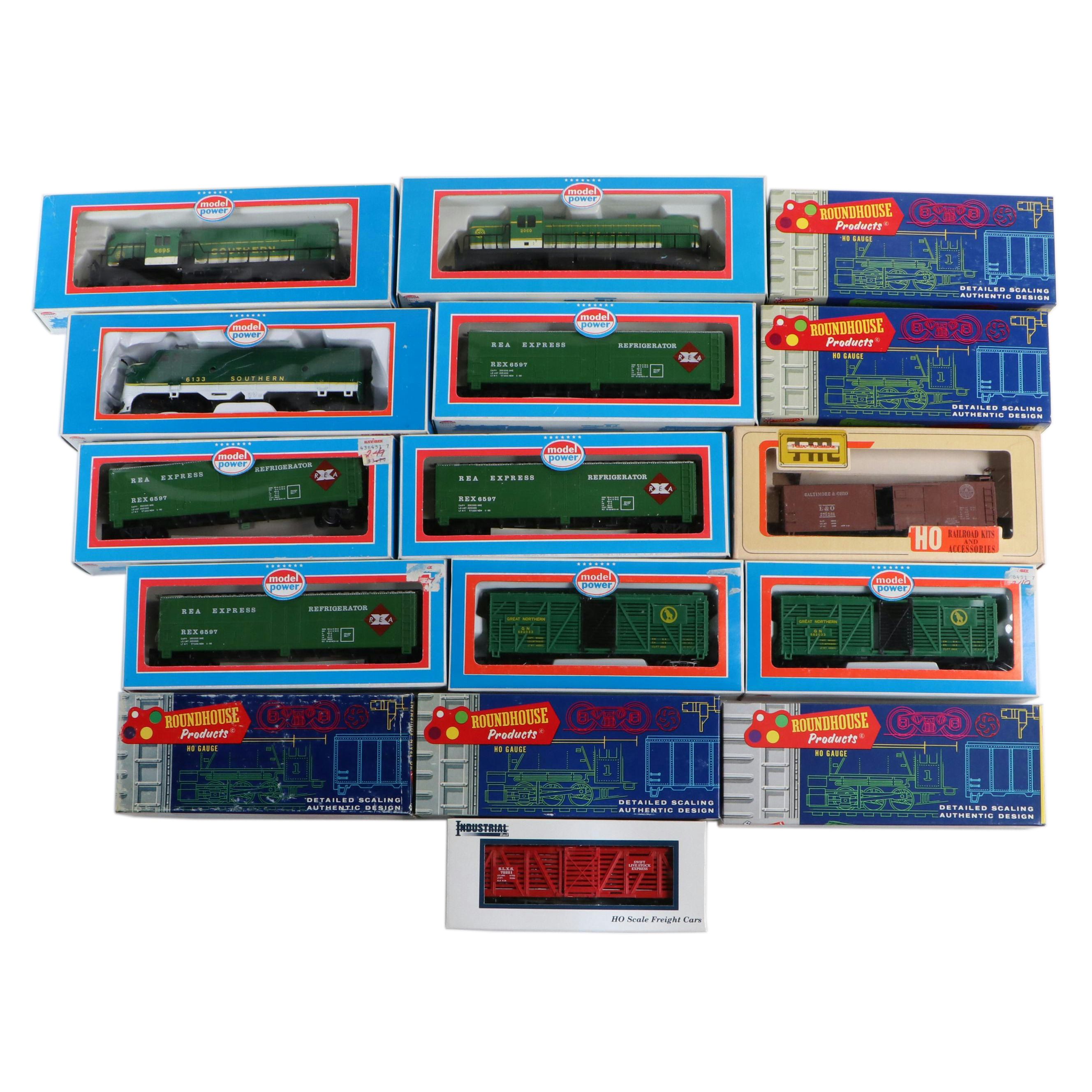 Model Power Southern Locomotives with Budweiser Reefer Car and Other Boxcars