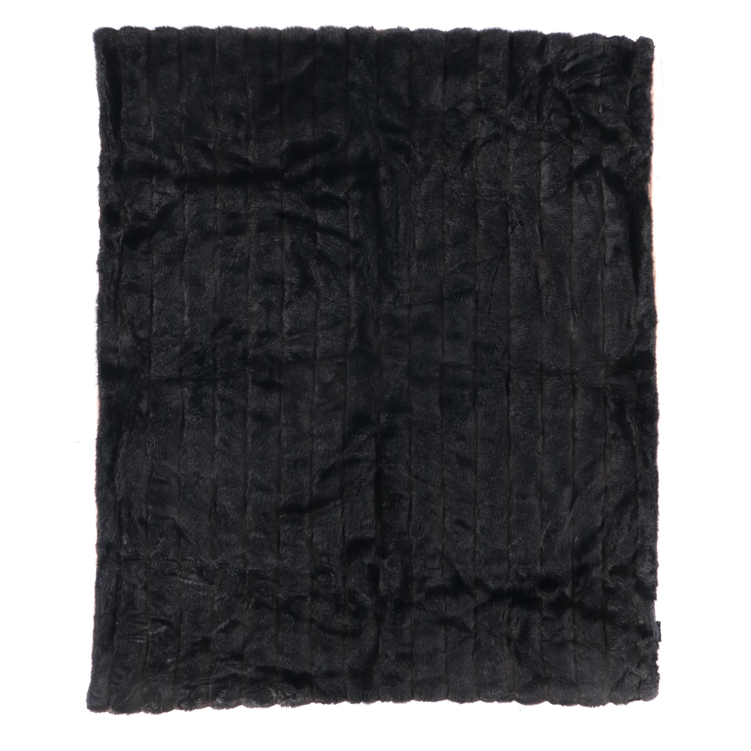 Black Faux Fur  & Tan Suede Finish Throw