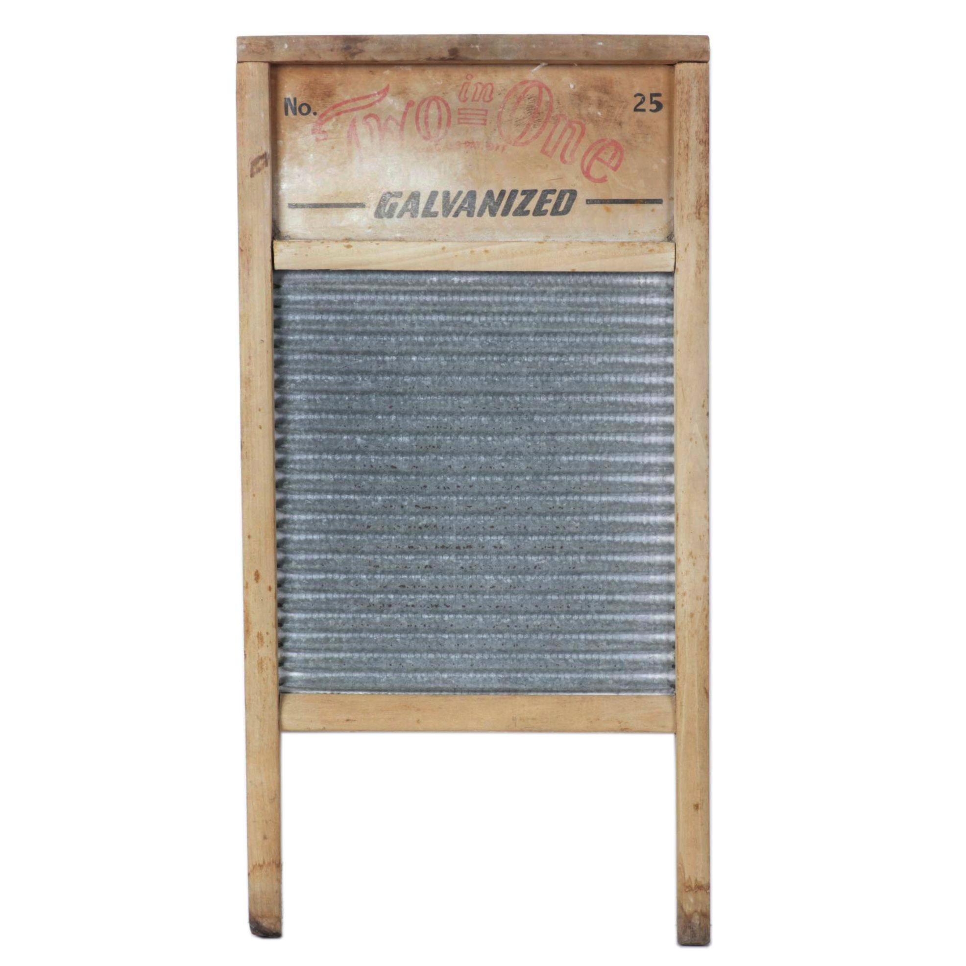 Carolina Washboard Co. "Two-in-One" Galvanized Hardwood Washboard