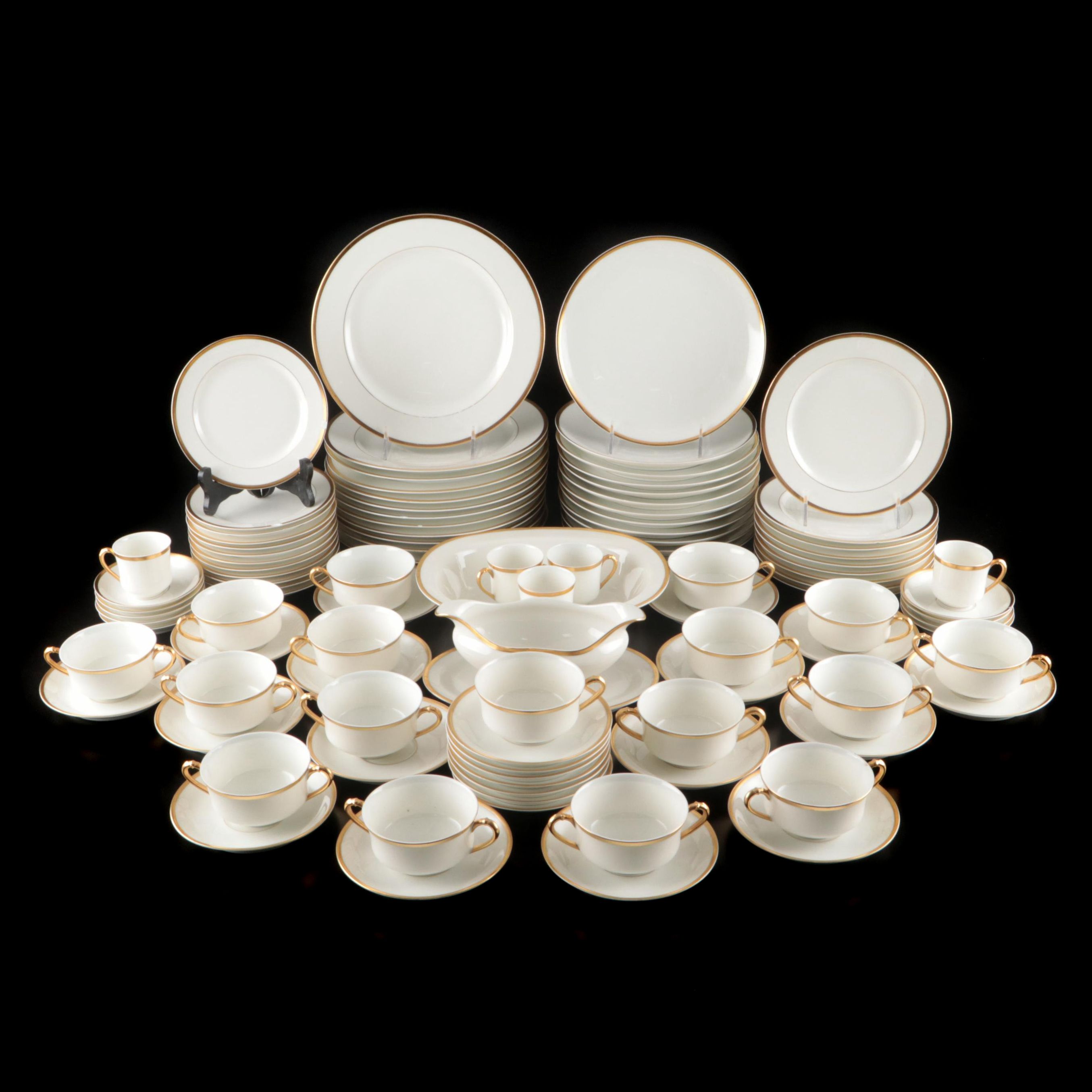 Haviland Porcelain Gilt Rim Dinnerware and Serving Pieces, 1894-1931