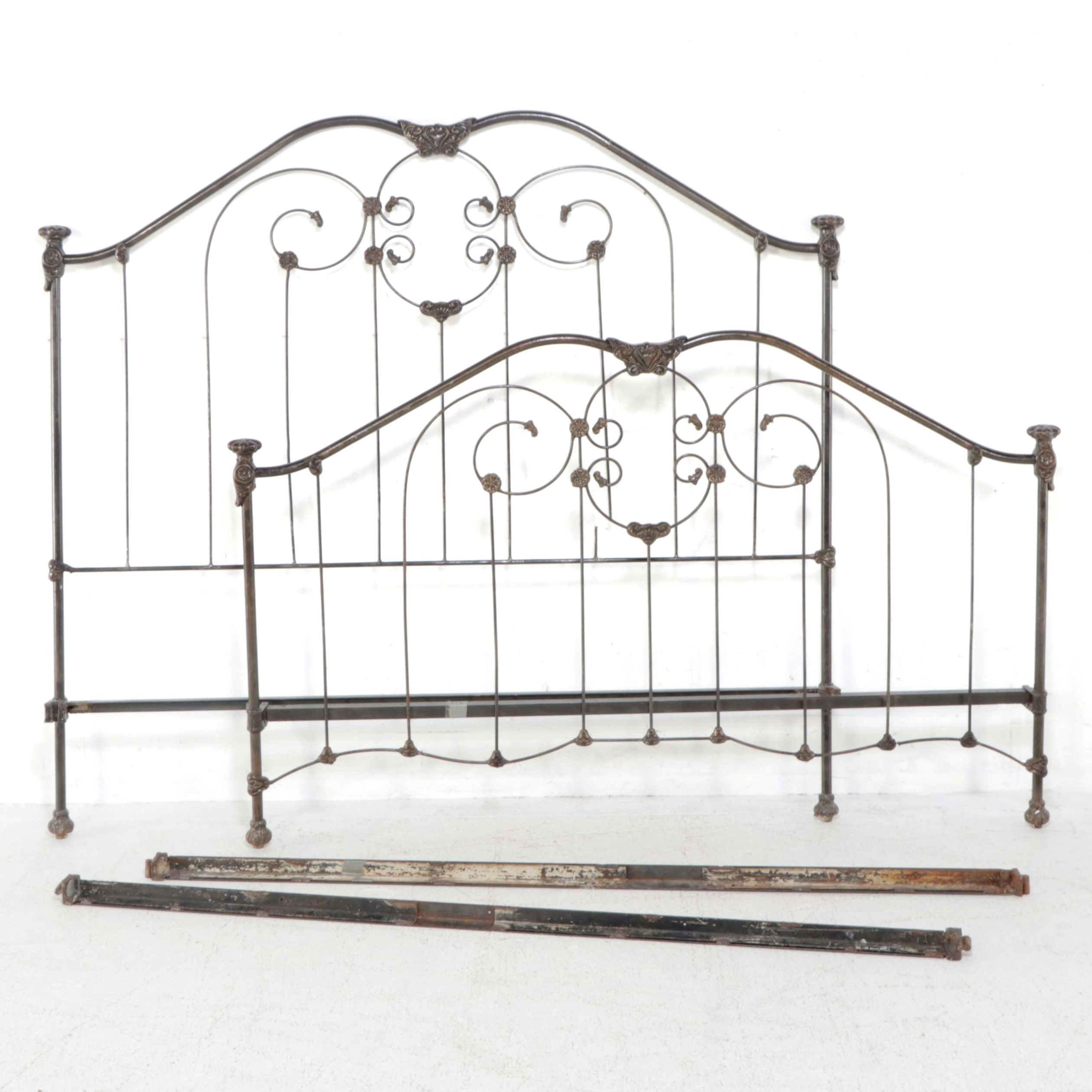 Scrolled Metal King Size Bed Frame, 20th Century