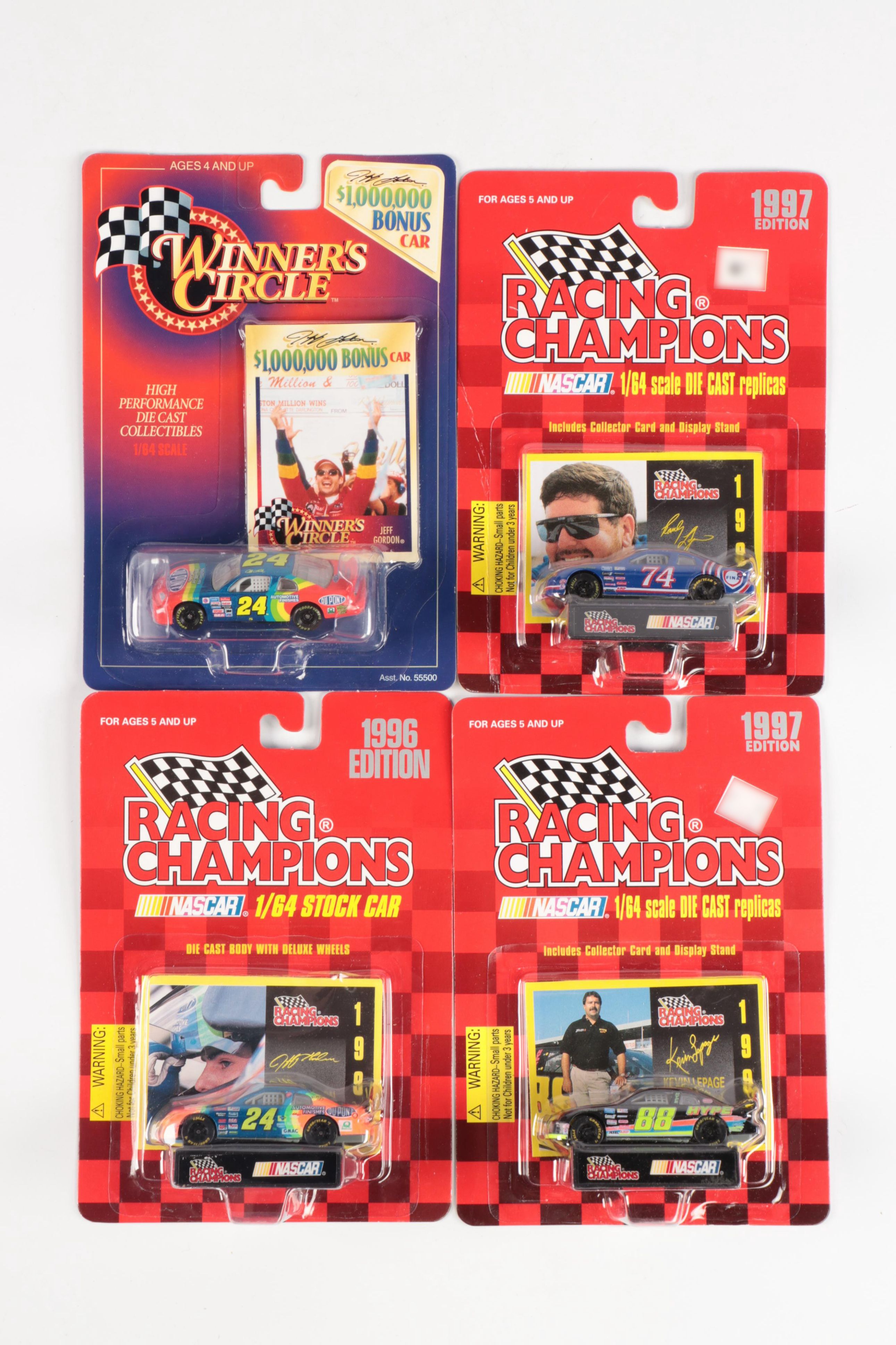 NASCAR Racing Champions Team Transporters with Stock Cars and Collectors Cards