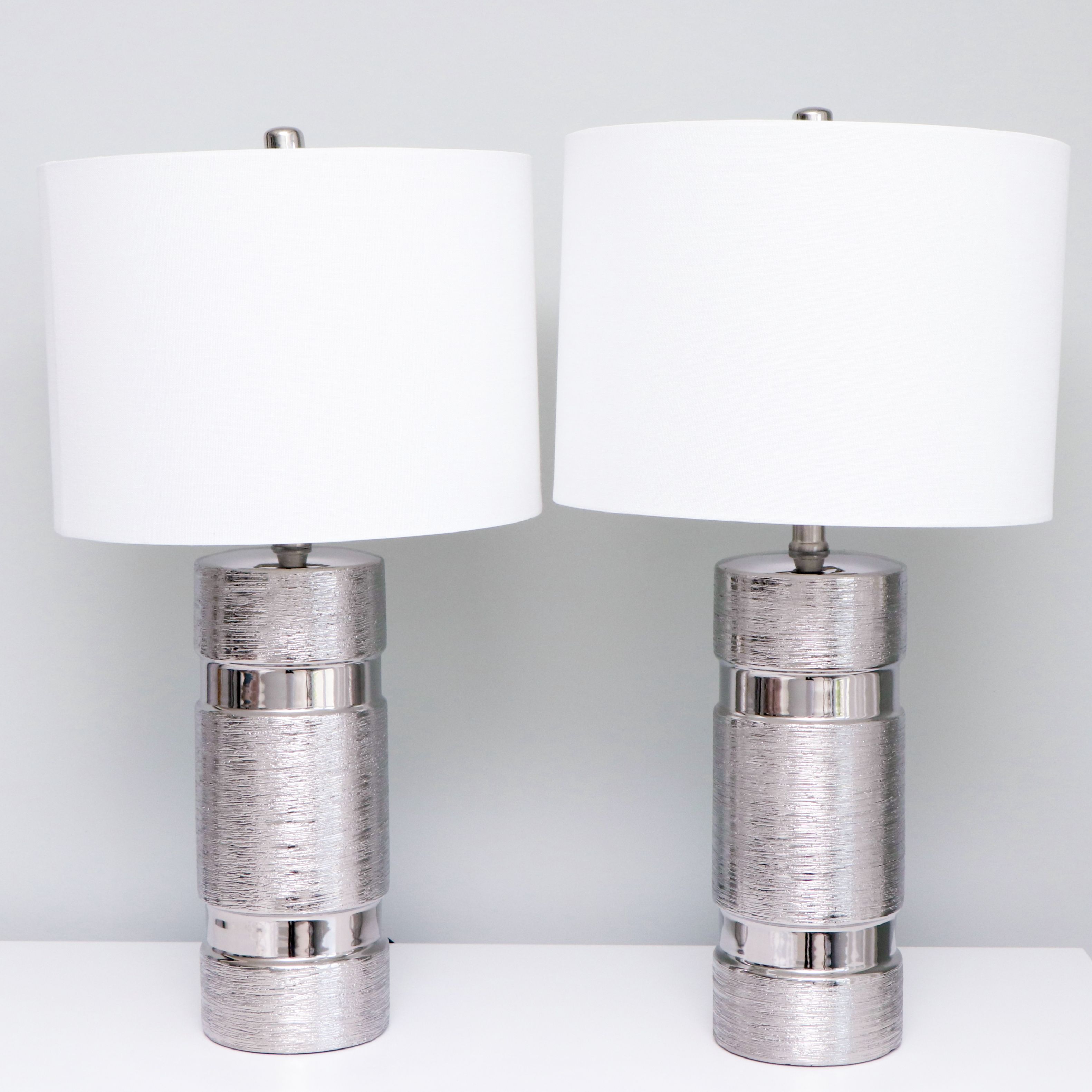 Pair of Lite Source "Lucano" Silver Tone Table Lamps