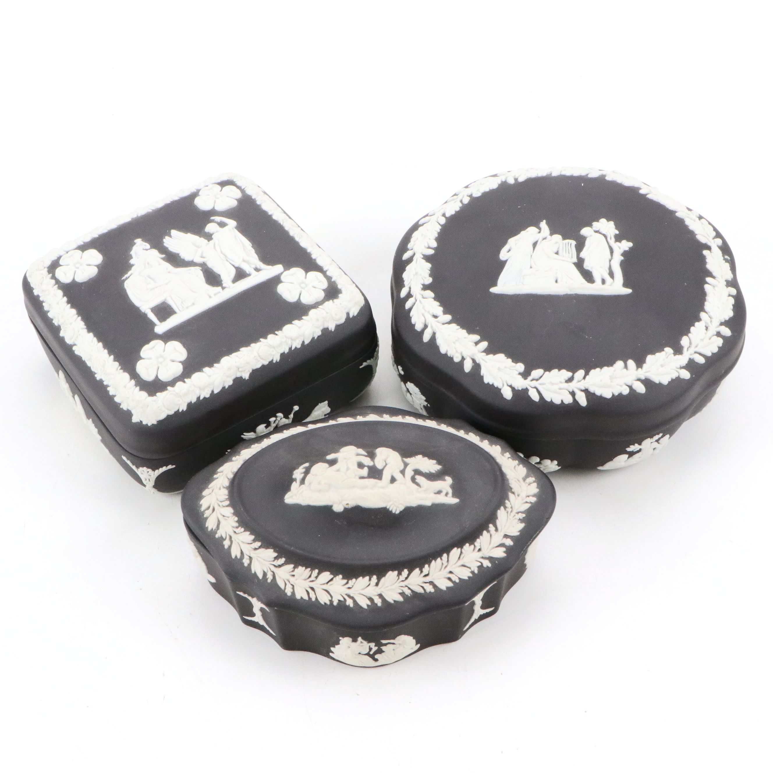 Wedgwood Black Jasperware Decorative Boxes