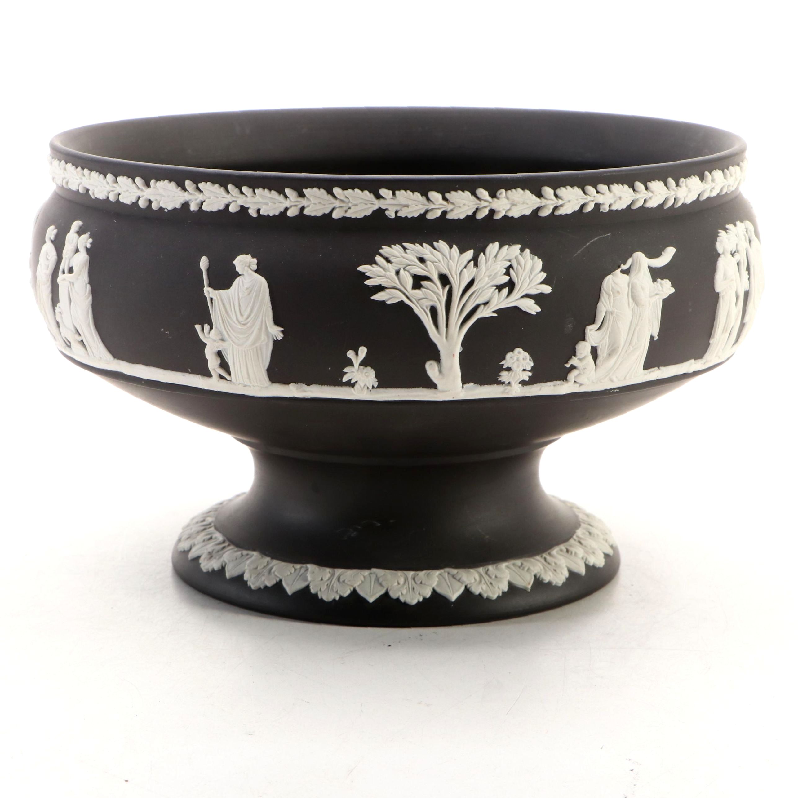 Wedgwood Black Jasperware Pedestal Bowl