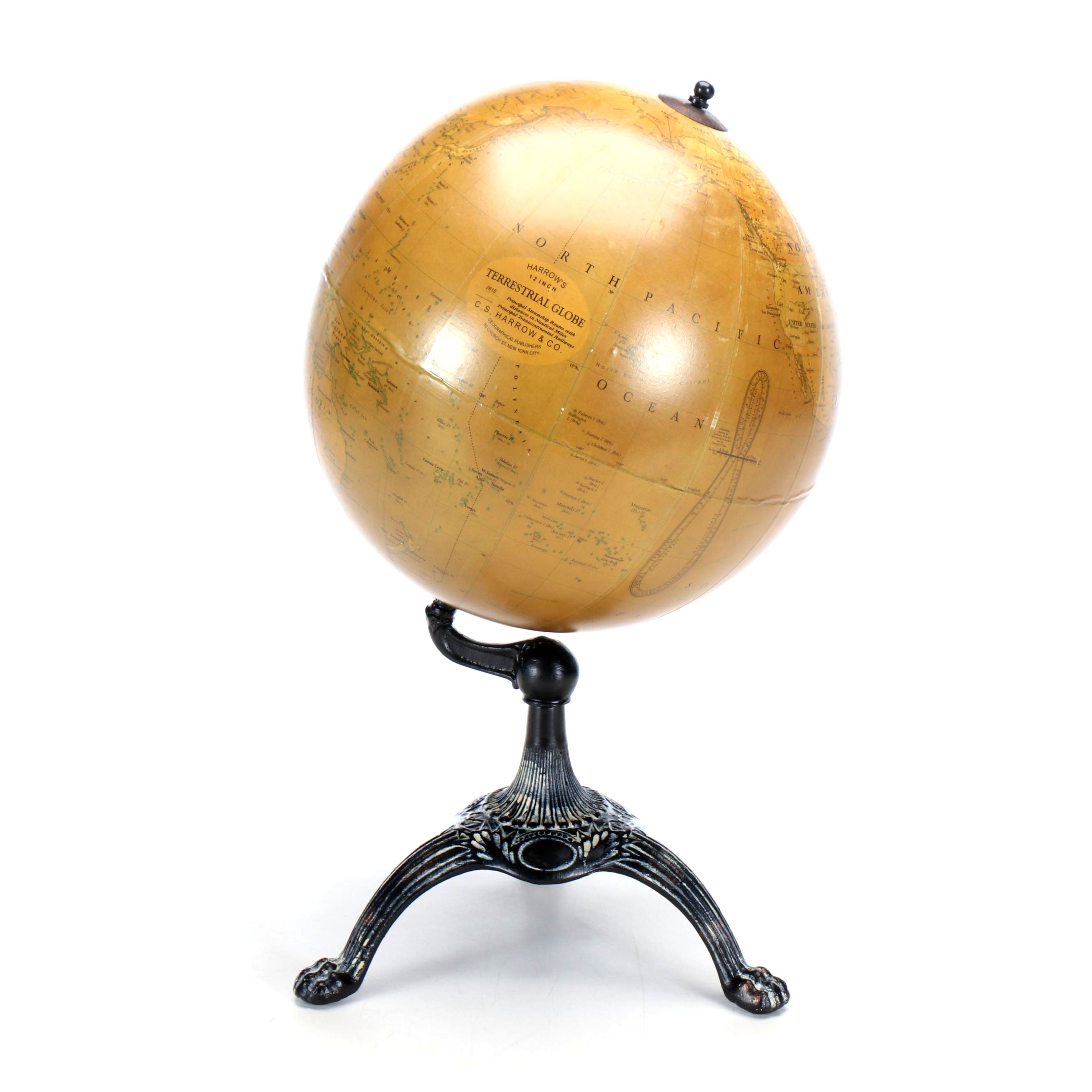 C. S. Harrow & Co. Metal Decorative Terrestrial Globe