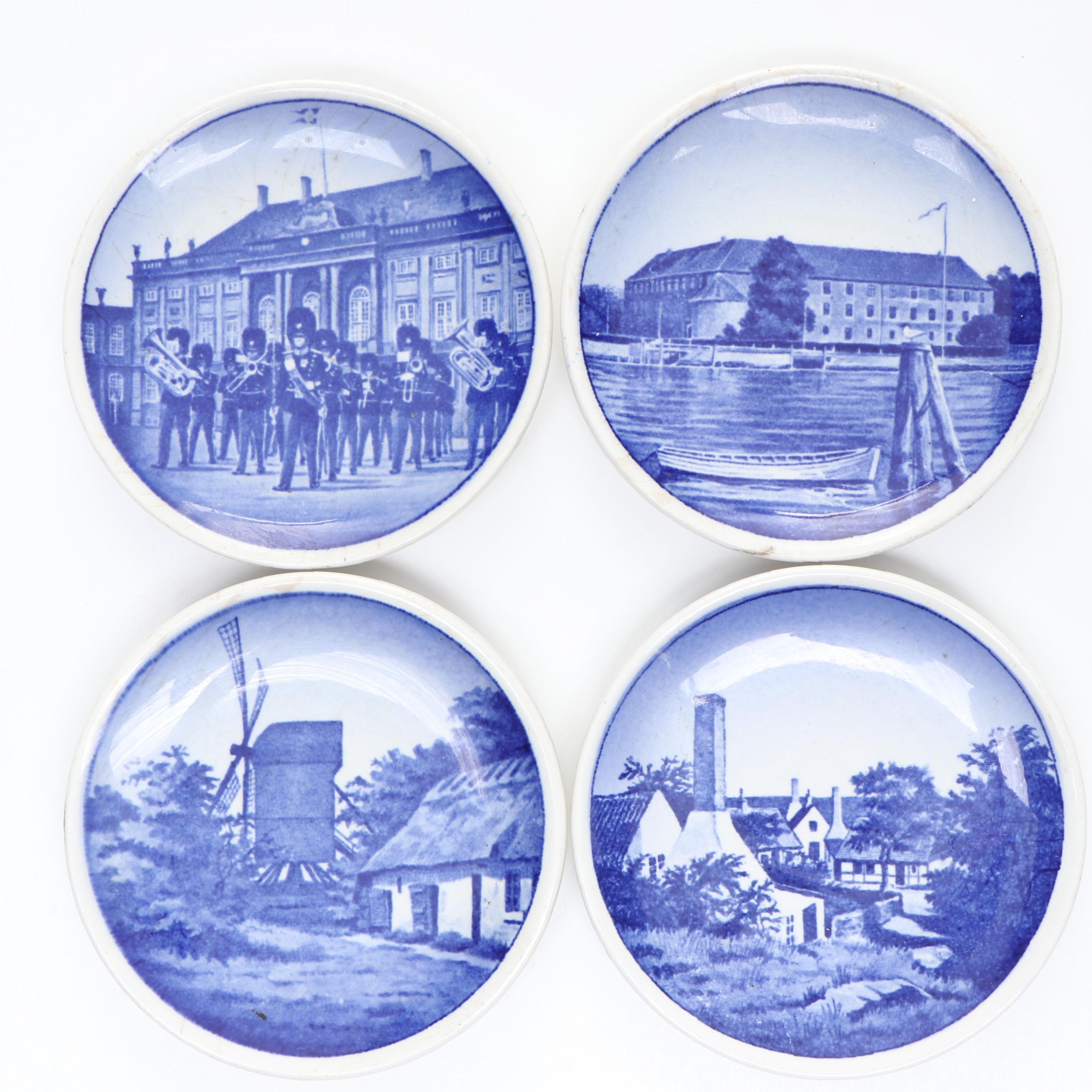 Danish Blue and White Landscape Porcelain Ornaments