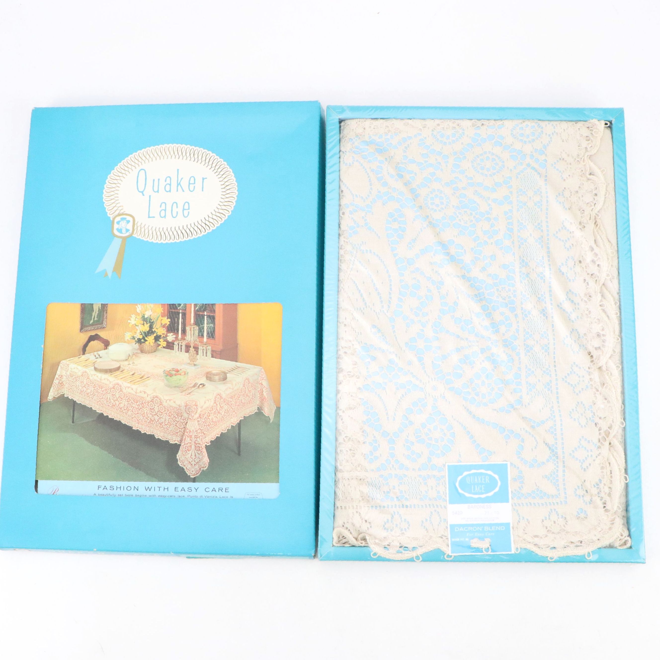 Vintage Quaker Lace "Baroness" Spun Rayon Tablecloth