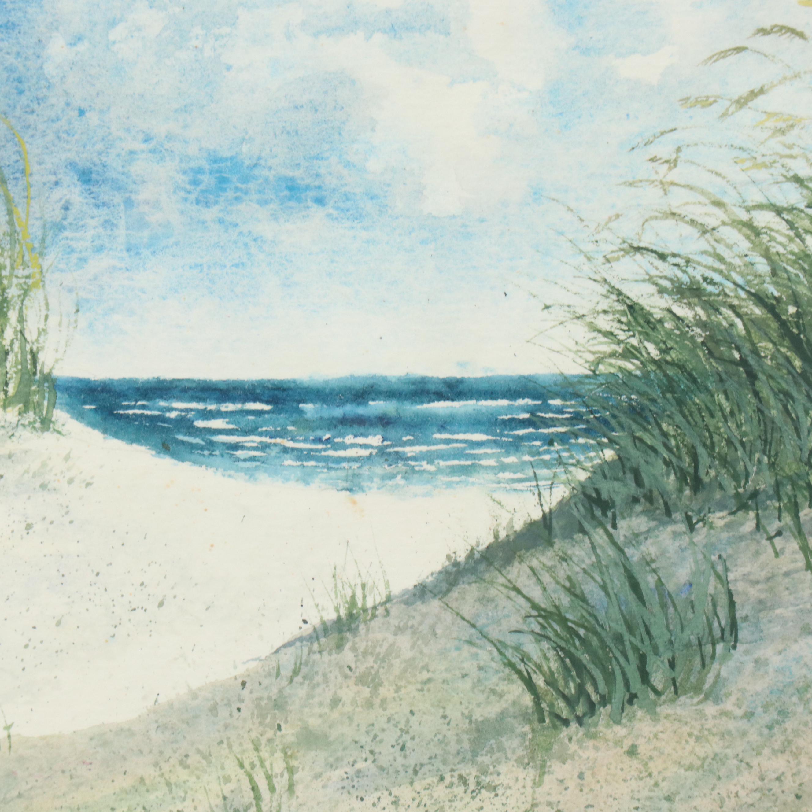 Joseph Baris Coastal Landscape Watercolor Painting